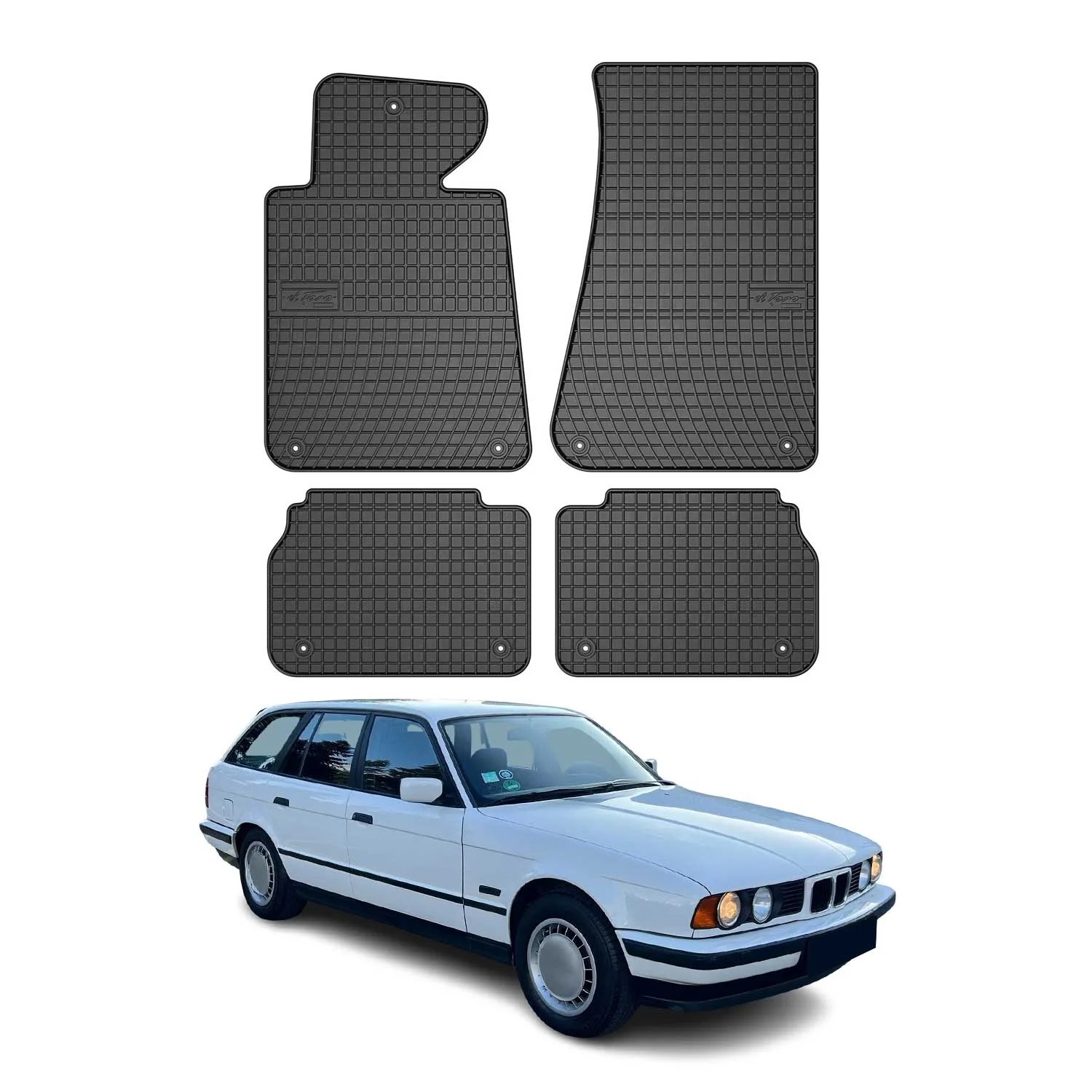 OMAC Gummi Fußmatten für BMW 5er Limo Touring E34 1988-1996 Gummi Schwarz 4tlg