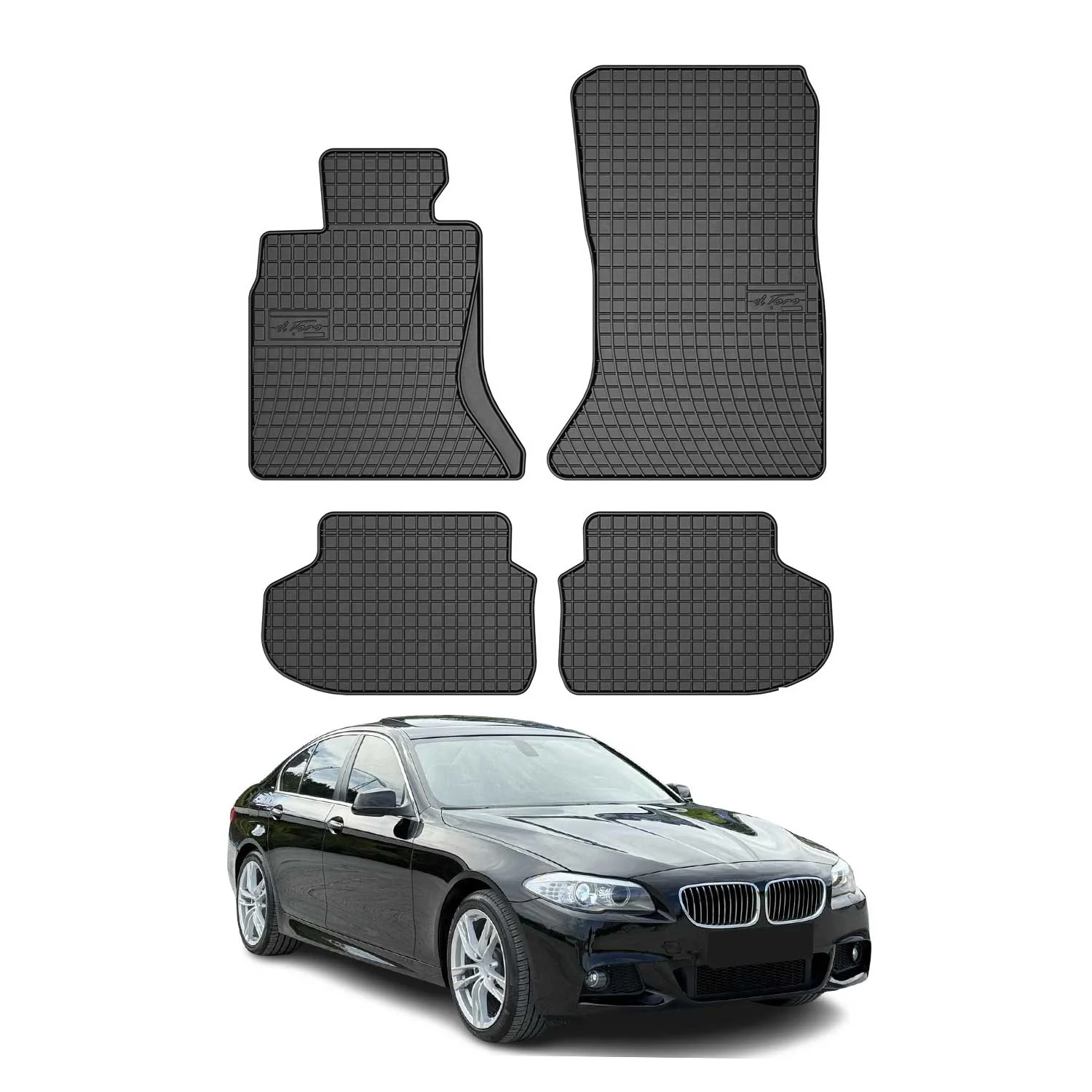 OMAC Gummi Fußmatten für BMW 5er Limo Touring F10 F11 2010-2013 Schwarz 4x