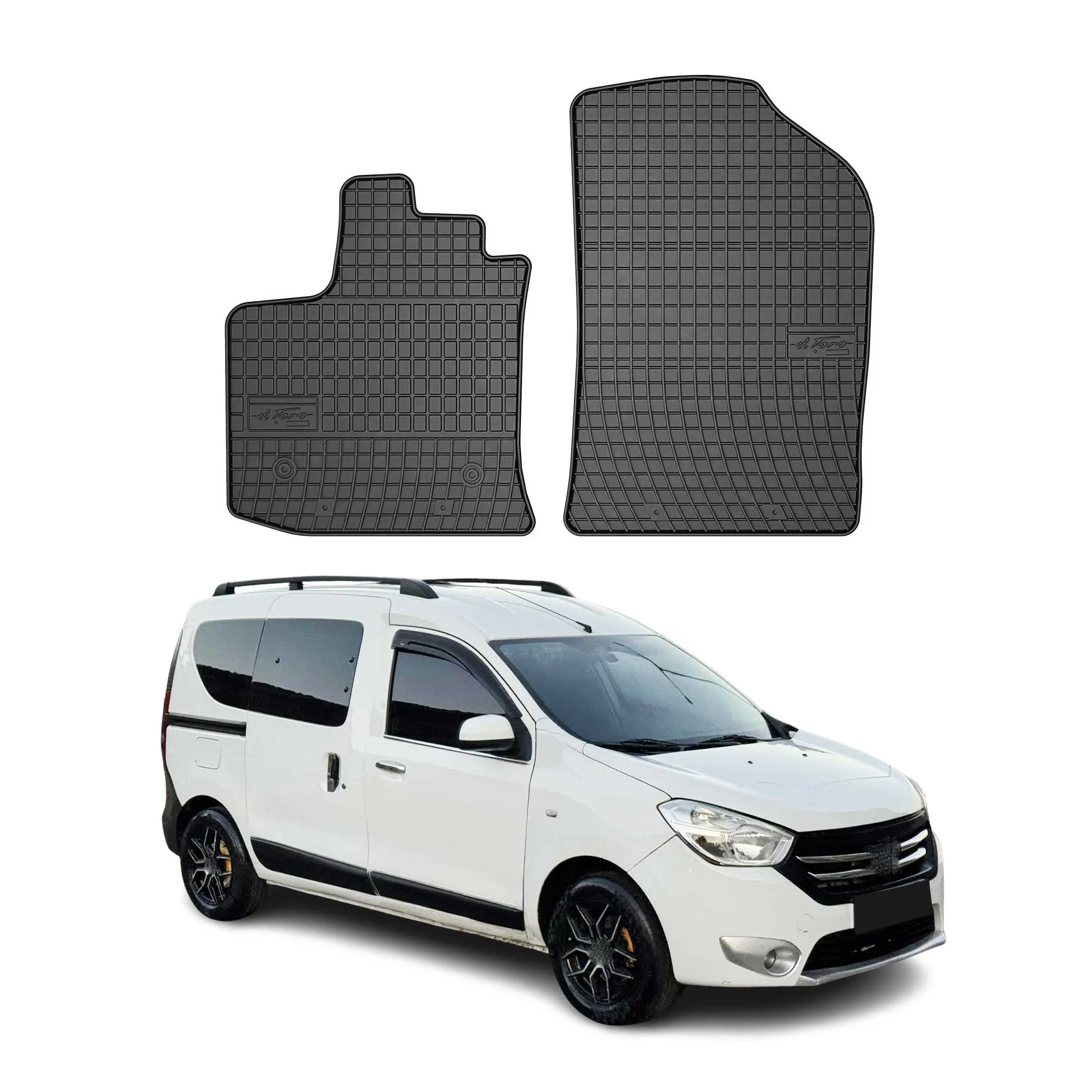 OMAC Gummi Fußmatten für Dacia Dokker 2012-2021 Automatten Gummi Schwarz 2tlg