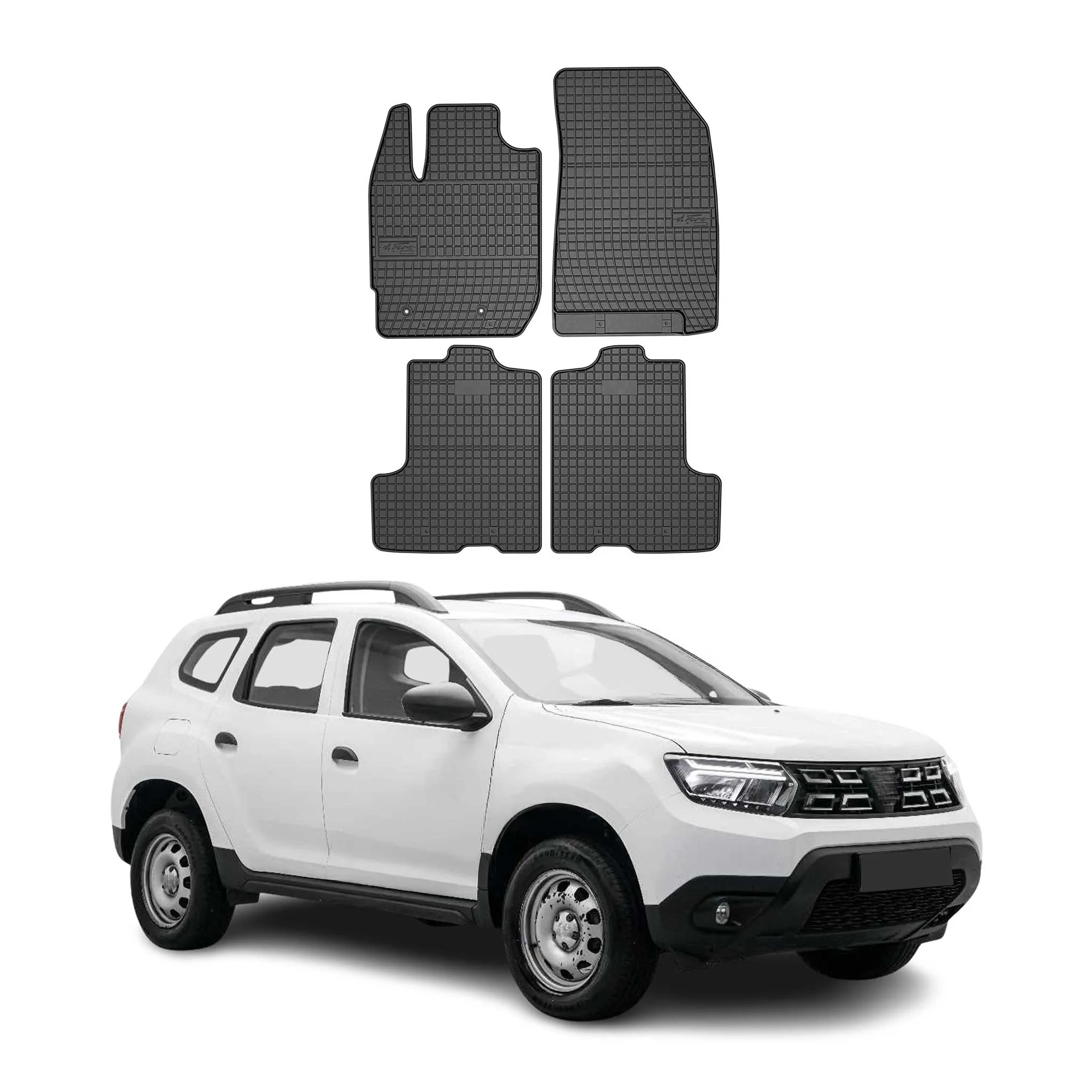 OMAC Gummi Fußmatten für Dacia Duster 2017-2024 Automatten Gummi Schwarz 4tlg
