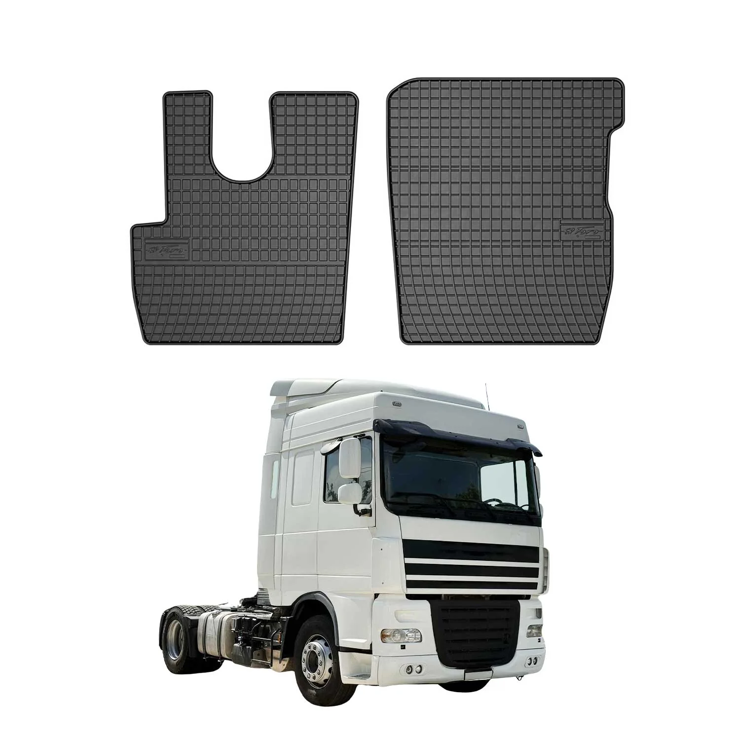 OMAC Gummi Fußmatten für DAF XF 106 2014-2026 Automatten Gummi Schwarz 2tlg
