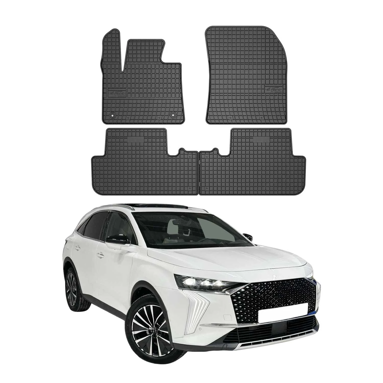 OMAC Gummi Fußmatten für DS7 Crossback / DS 7 2017-2026 Automatten Schwarz 4tlg