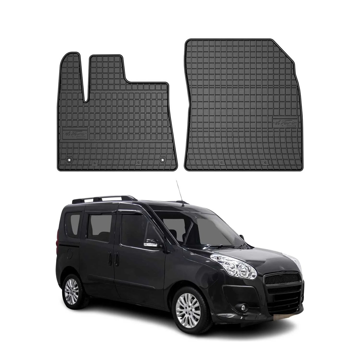 OMAC Gummi Fußmatten für Fiat Doblo 2010-2020 Automatten Gummi Schwarz 2tlg
