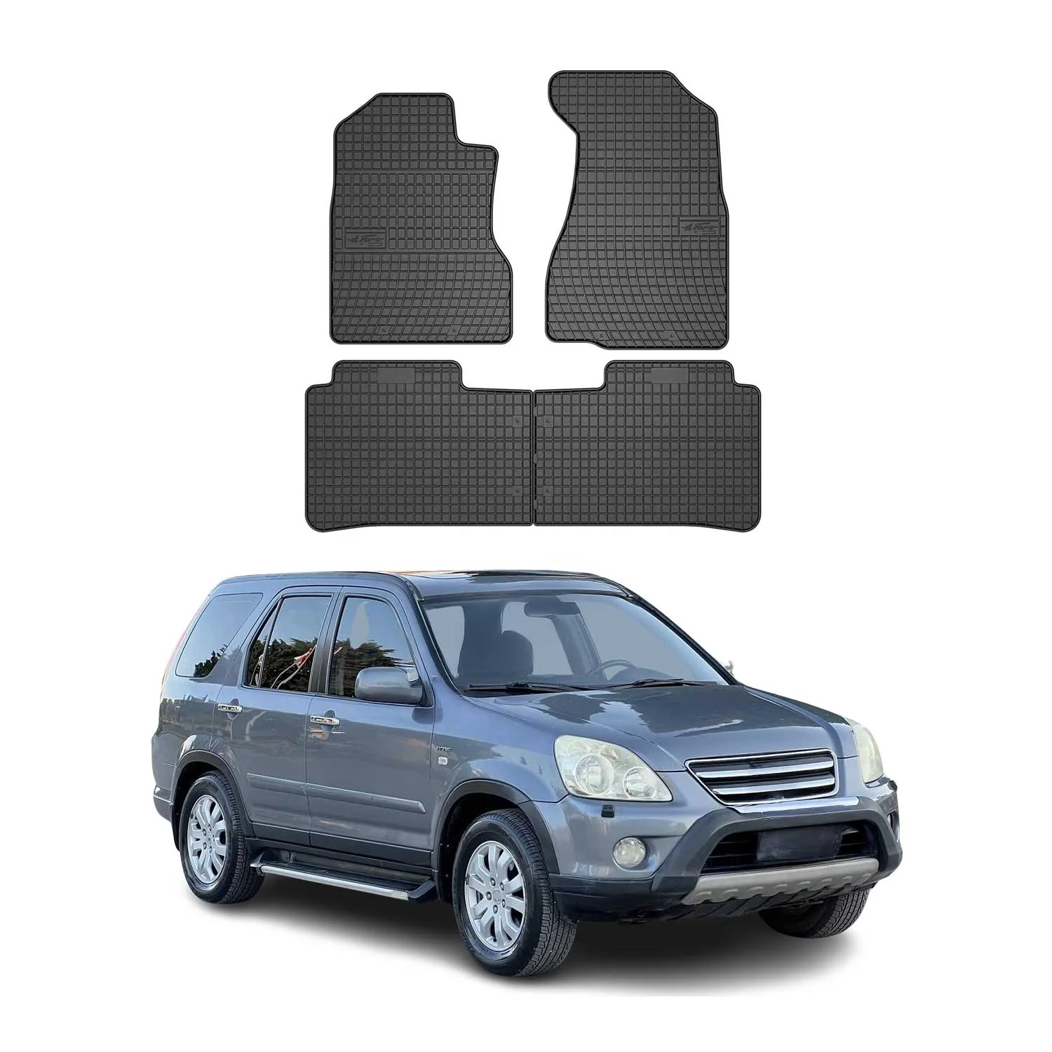 OMAC Gummi Fußmatten für Honda CRV 2002-2006 Automatten Gummi Schwarz 4tlg