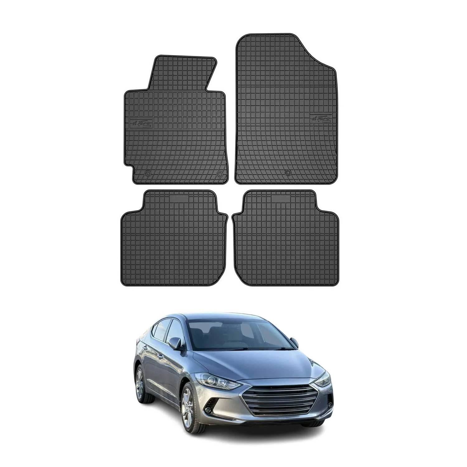 OMAC Gummi Fußmatten für Hyundai Elantra 2010-2016 Automatten Gummi Schwarz 4tlg