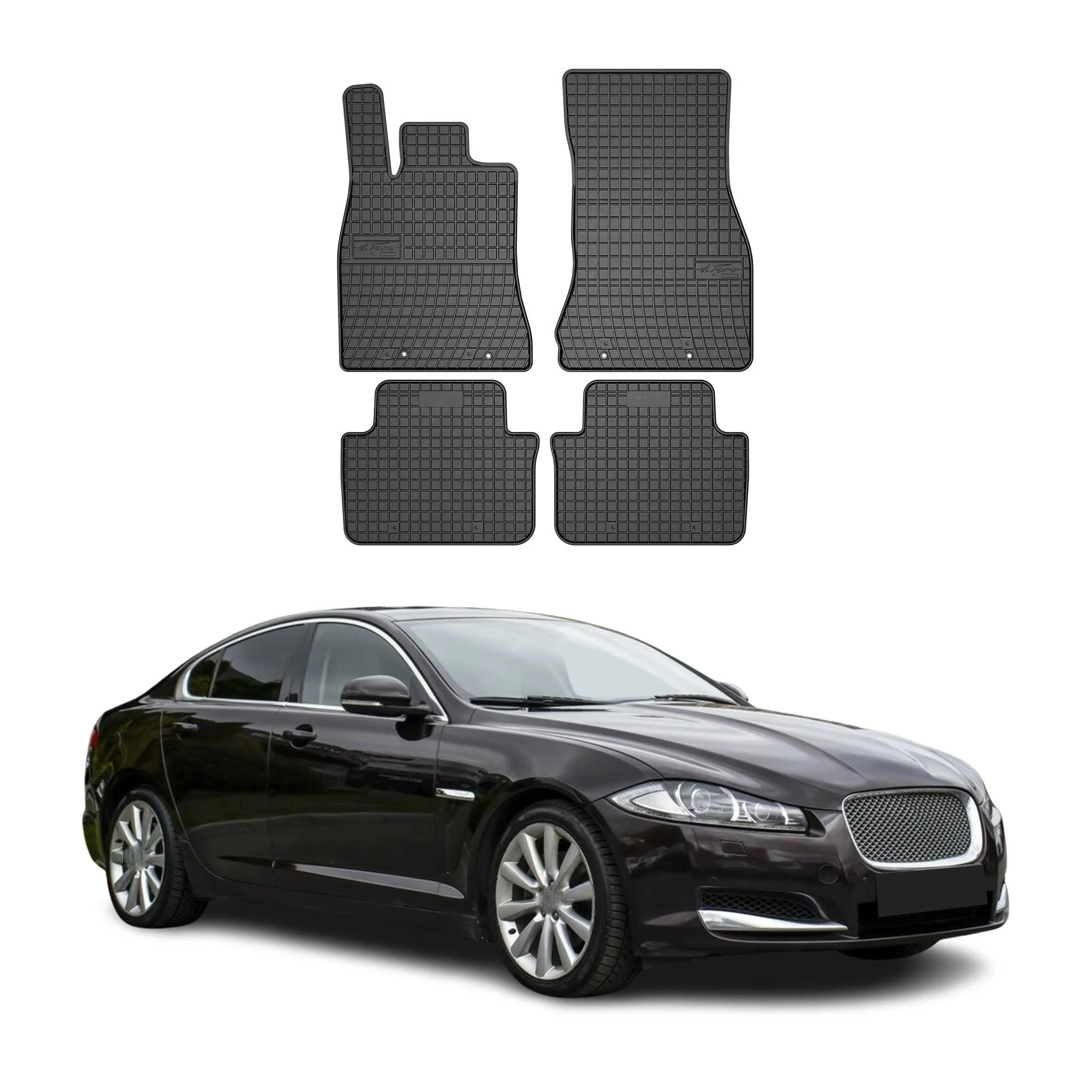 OMAC Gummi Fußmatten für Jaguar XF X250 2007-2015 Automatten Gummi Schwarz 4tlg