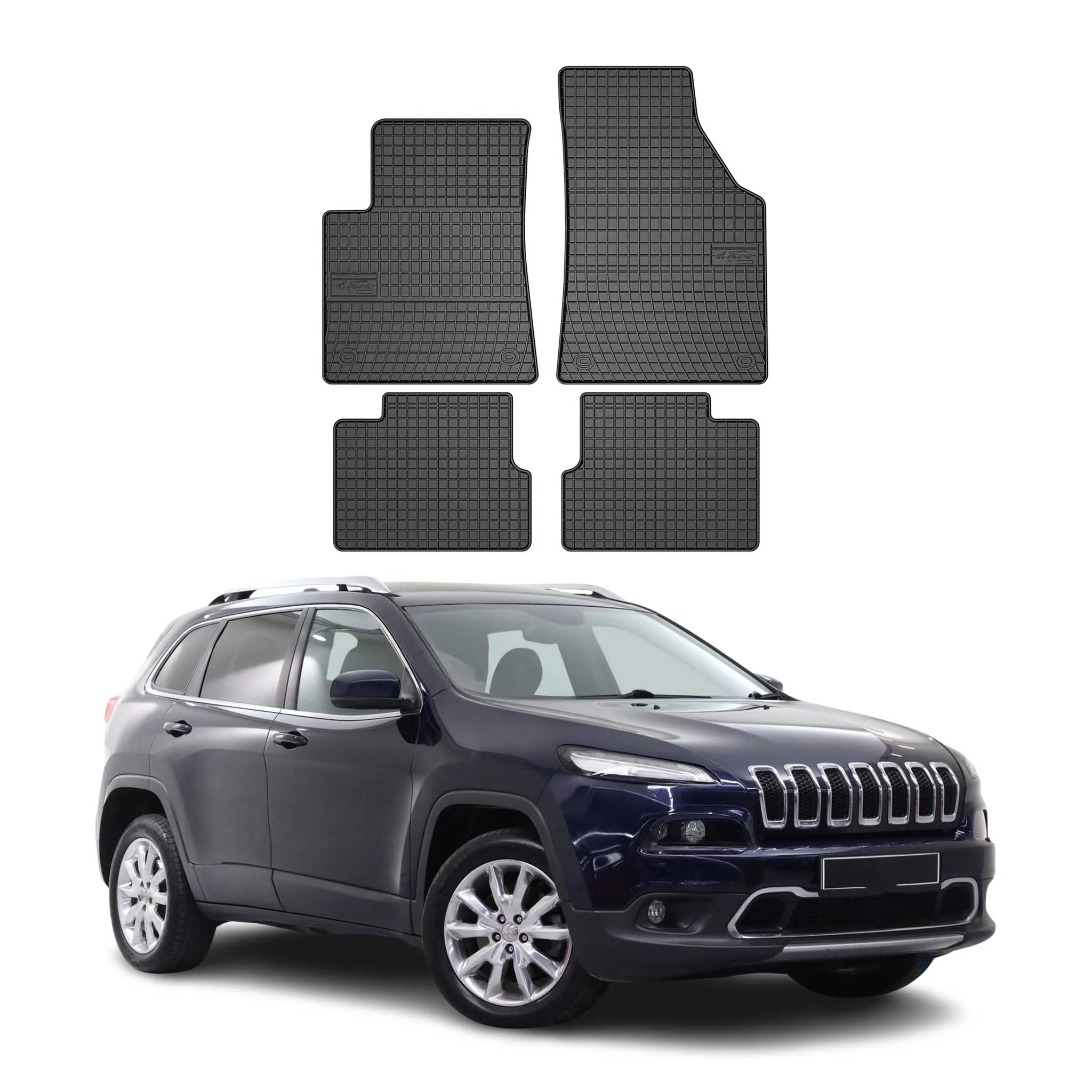 OMAC Gummi Fußmatten für Jeep Cherokee KL 2013-2018 Automatten Gummi Schwarz 4x