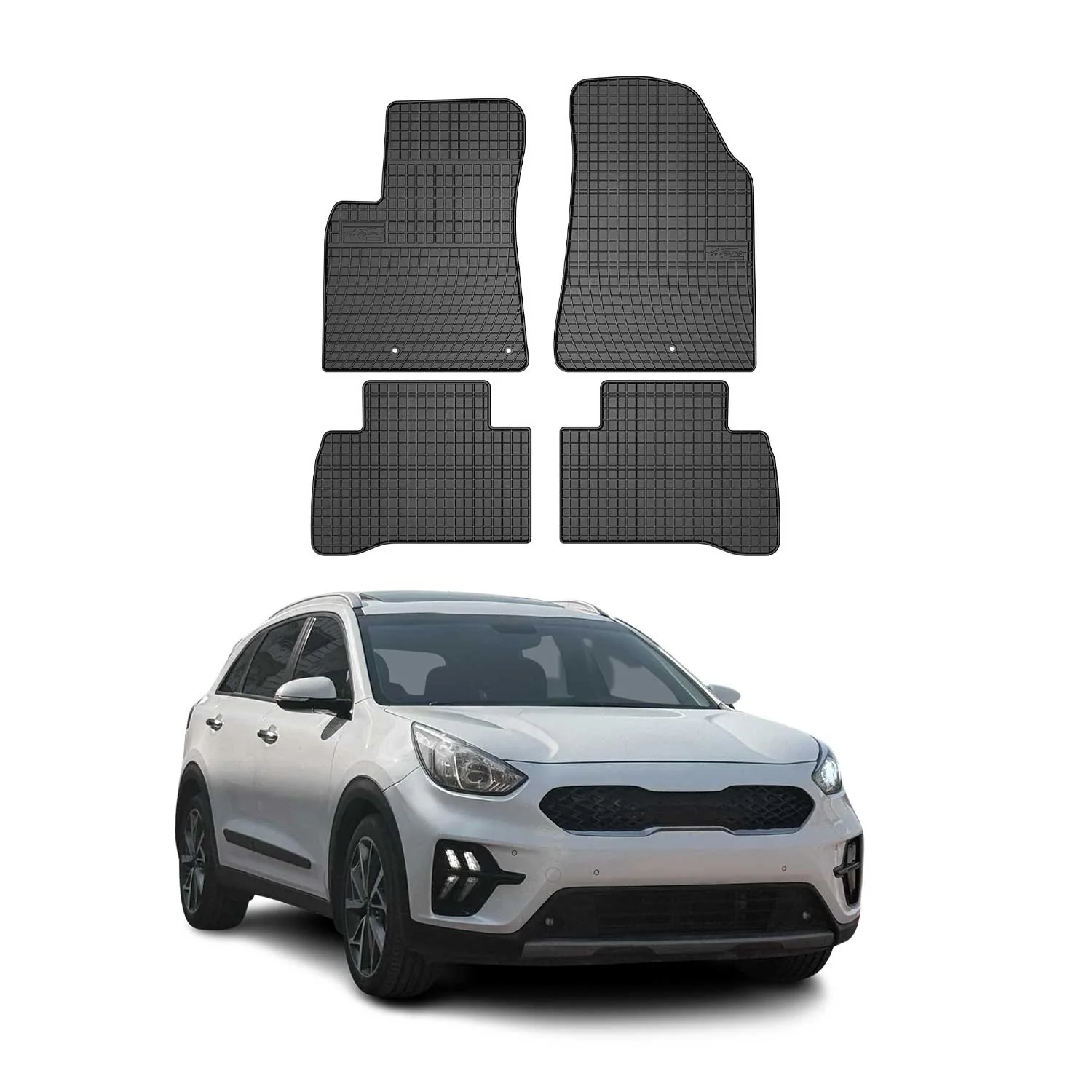 OMAC Gummi Fußmatten für Kia Niro I 2017-2022 Automatten Gummi Schwarz 4tlg