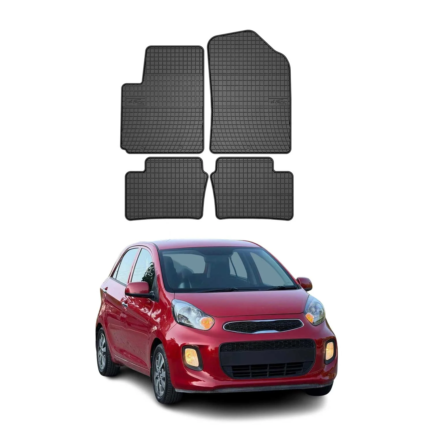 OMAC Gummi Fußmatten für Kia Picanto 2011-2017 Automatten Gummi Schwarz 4tlg