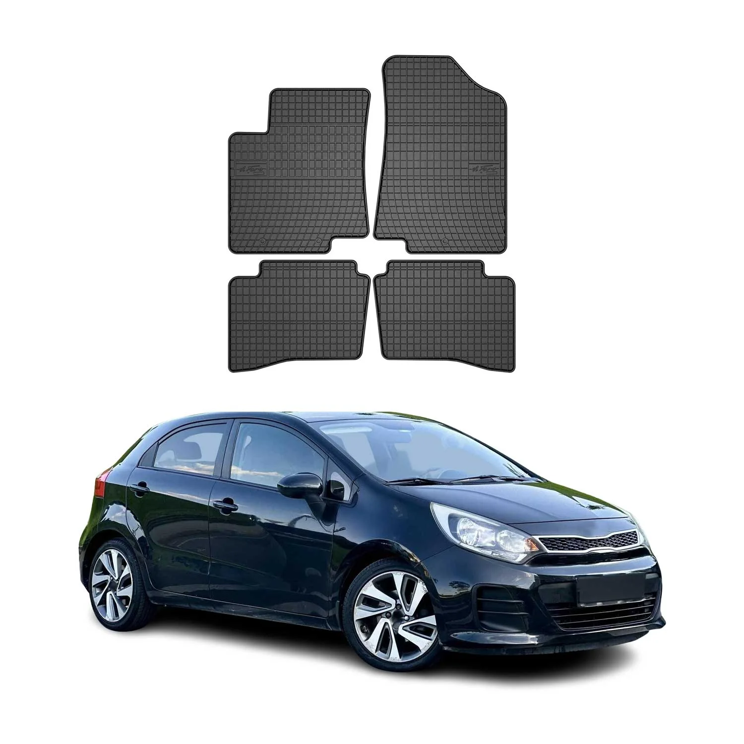 OMAC Gummi Fußmatten für Kia Rio 2011-2017 Automatten Gummi Schwarz 4tlg