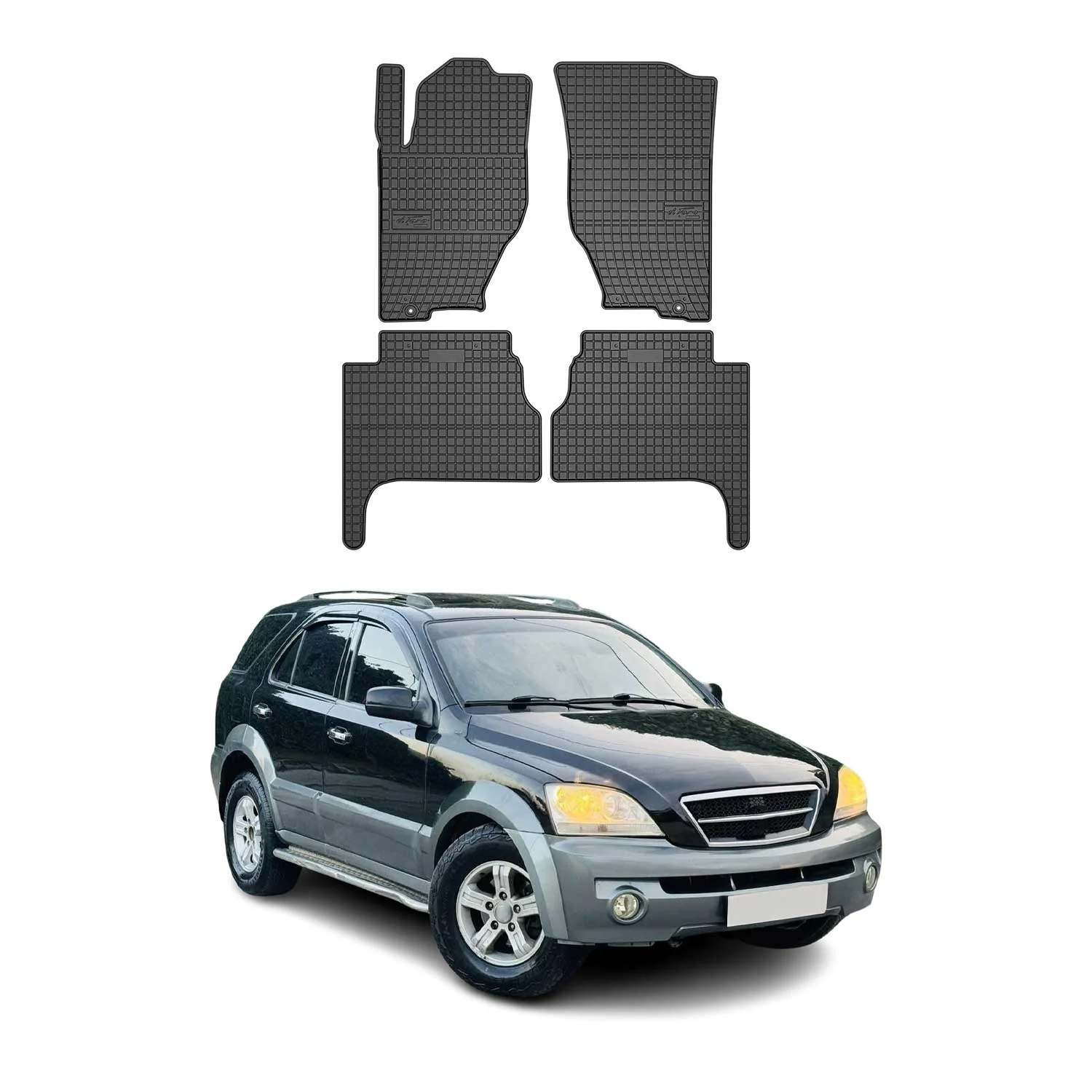 OMAC Gummi Fußmatten für Kia Sorento 2002-2009 Automatten Gummi Schwarz 4tlg