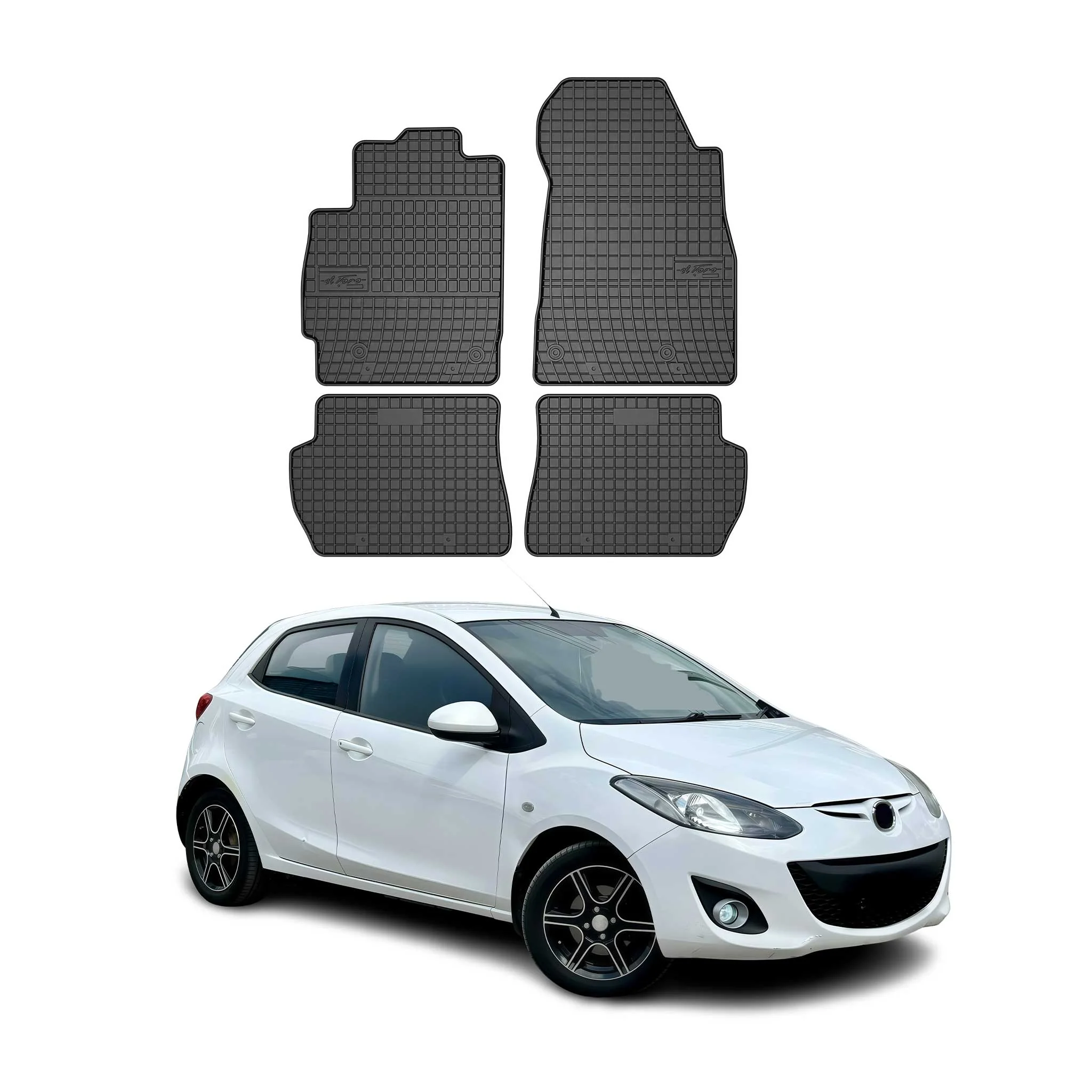 OMAC Gummi Fußmatten für Mazda 2 2007-2014 Automatten Gummi Schwarz 4tlg