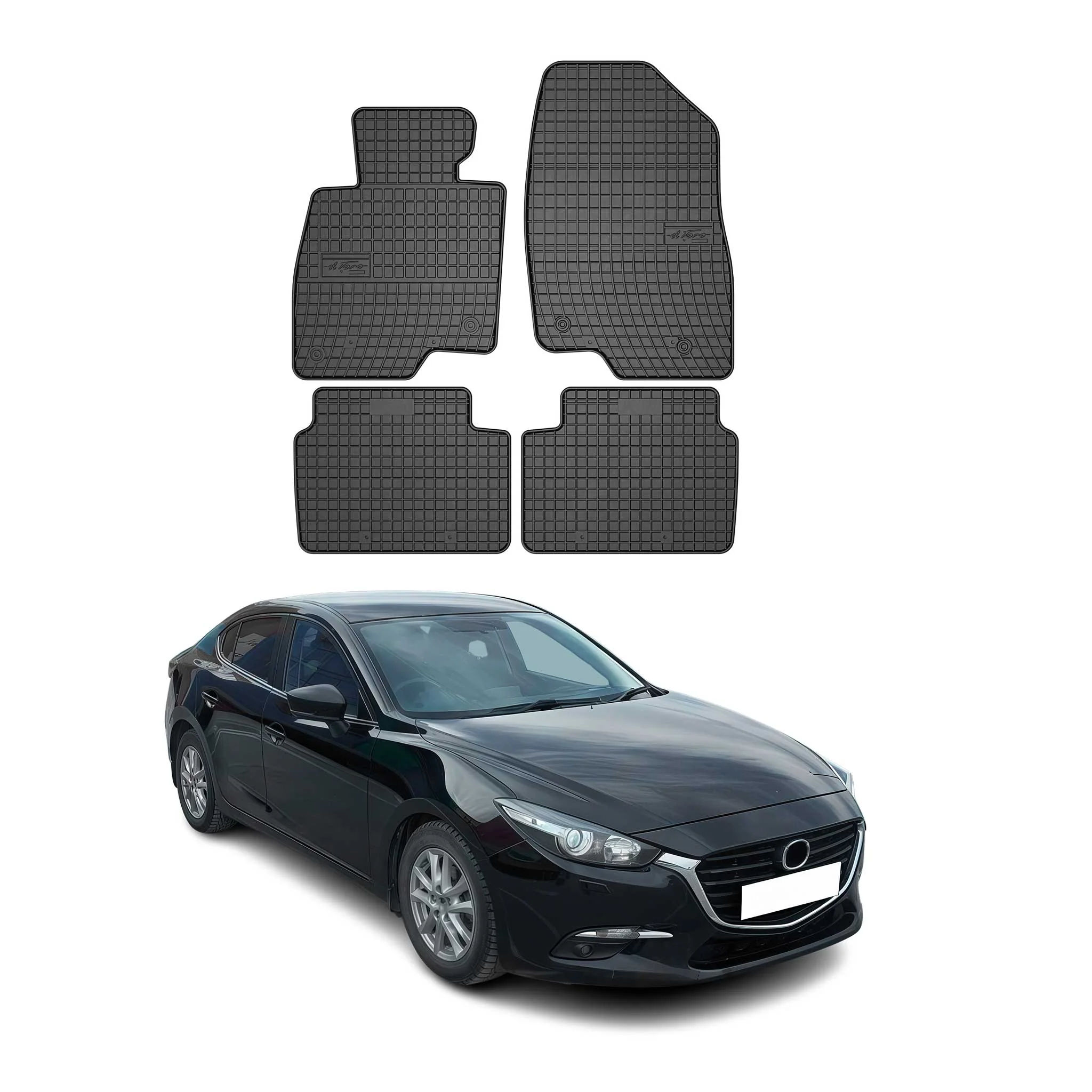 OMAC Gummi Fußmatten für Mazda 3 2013-2018 Automatten Gummi Schwarz 4tlg