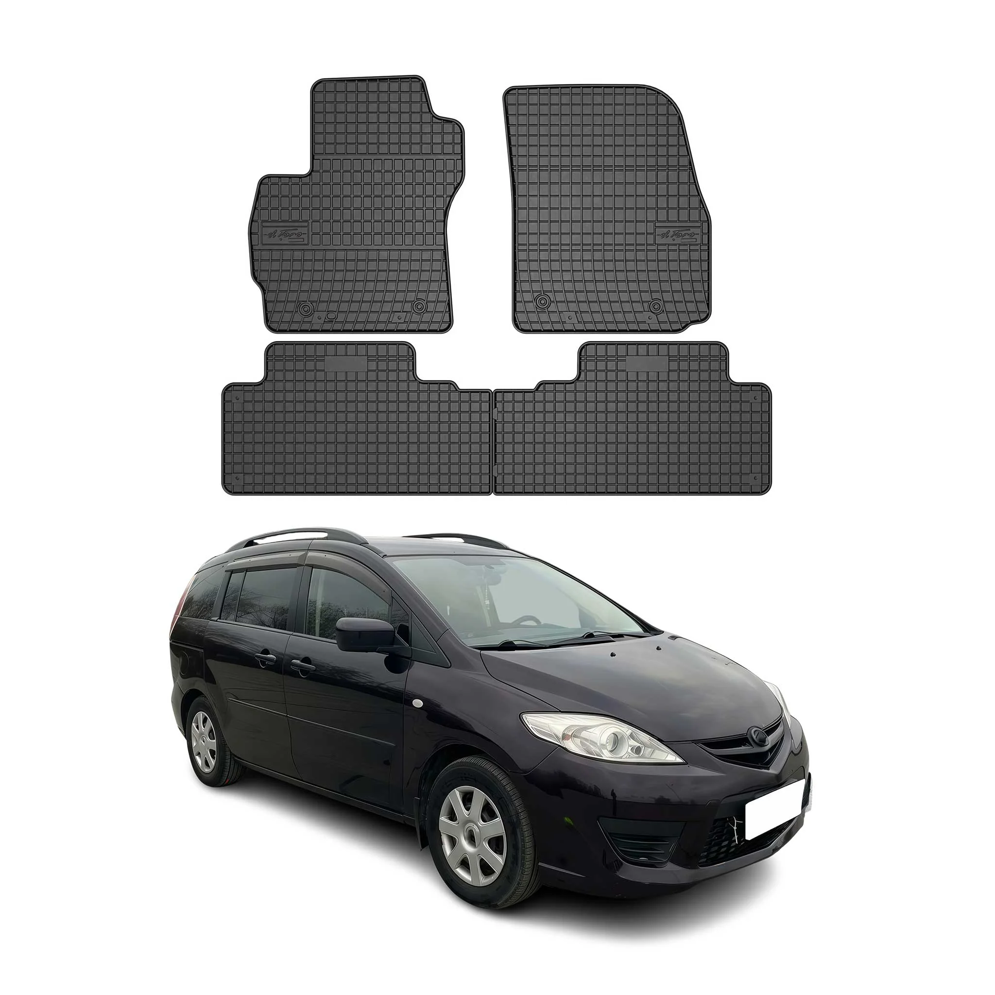 OMAC Gummi Fußmatten für Mazda 5 2005-2010 Automatten Gummi Schwarz 4tlg