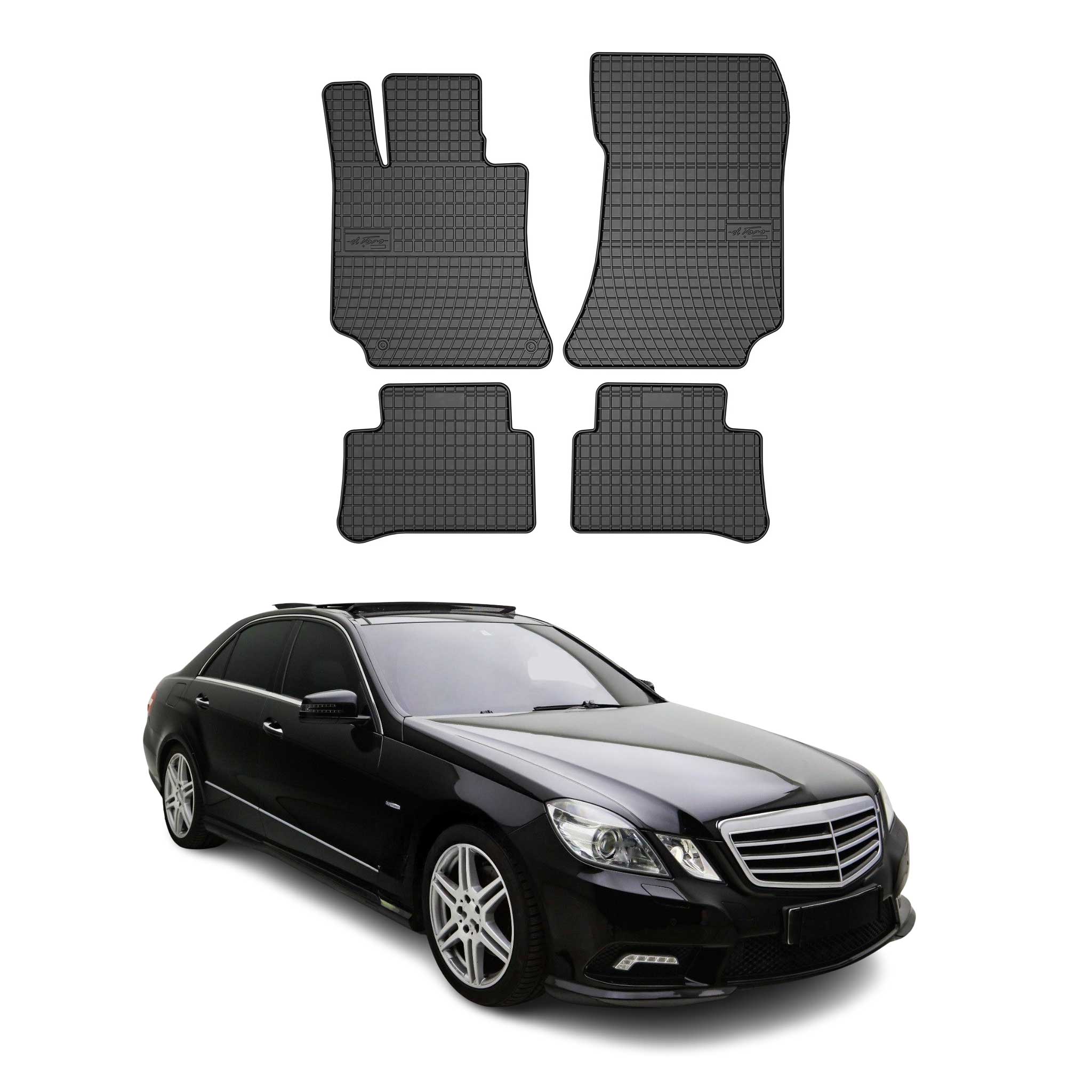 OMAC Gummi Fußmatten für Mercedes E Klasse W212 2009-2016 Automatten Schwarz 4x