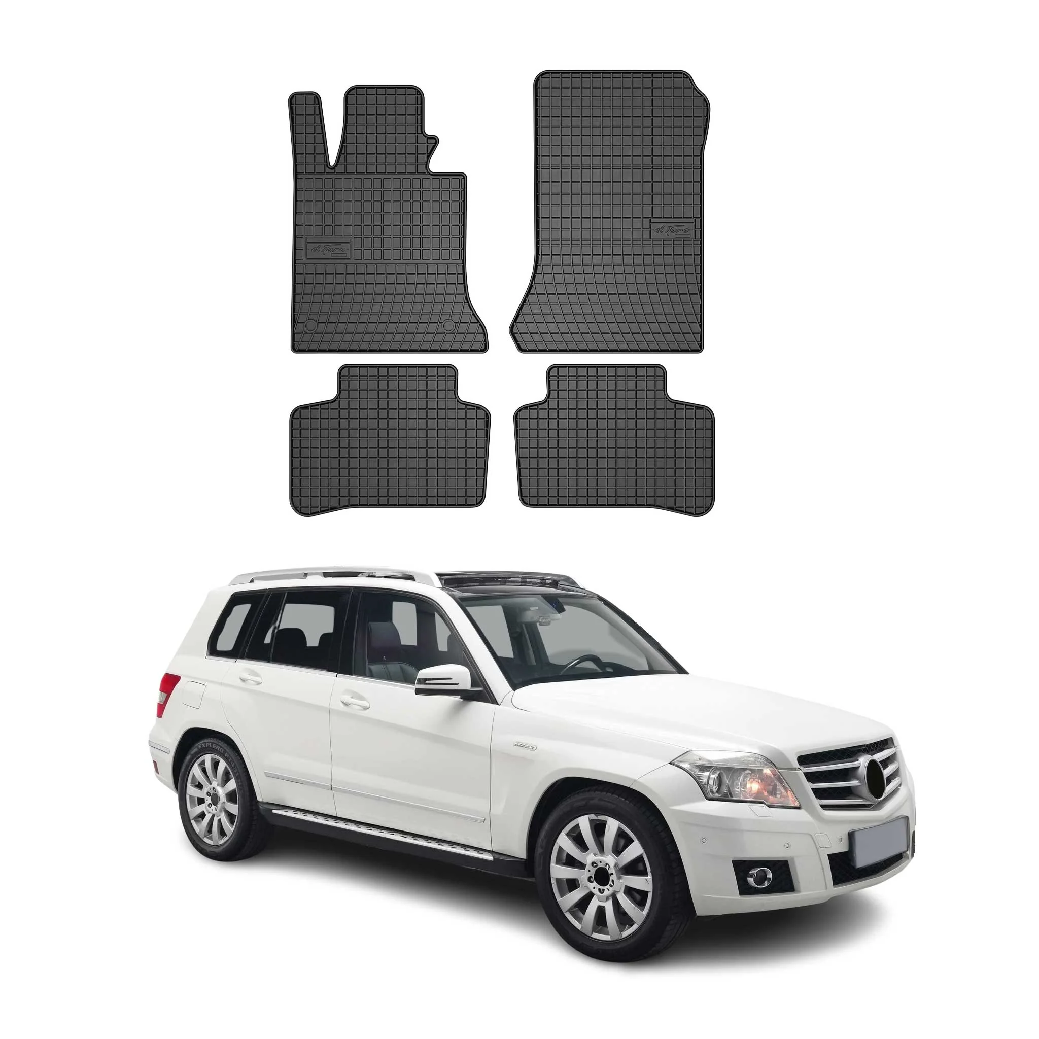 OMAC Gummi Fußmatten für Mercedes GLK Klasse X204 2008-2015 Automatte Schwarz 4x
