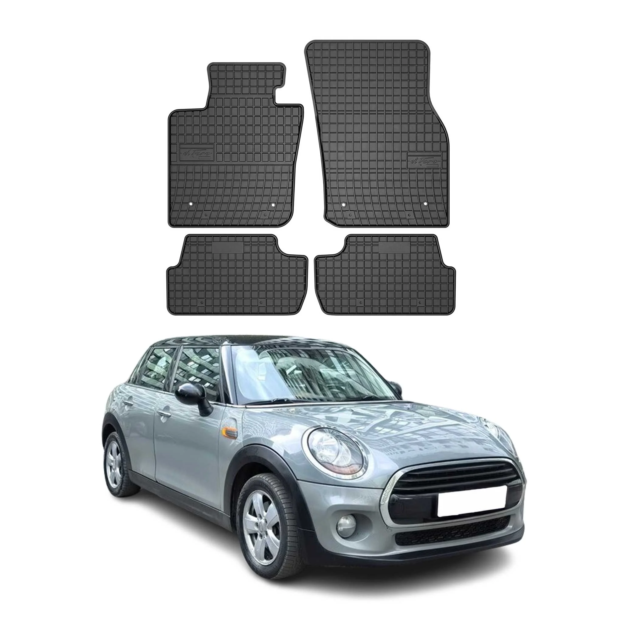 OMAC Gummi Fußmatten für Mini Cooper S F55 2014-2020 Automatten Gummi Schwarz 4x