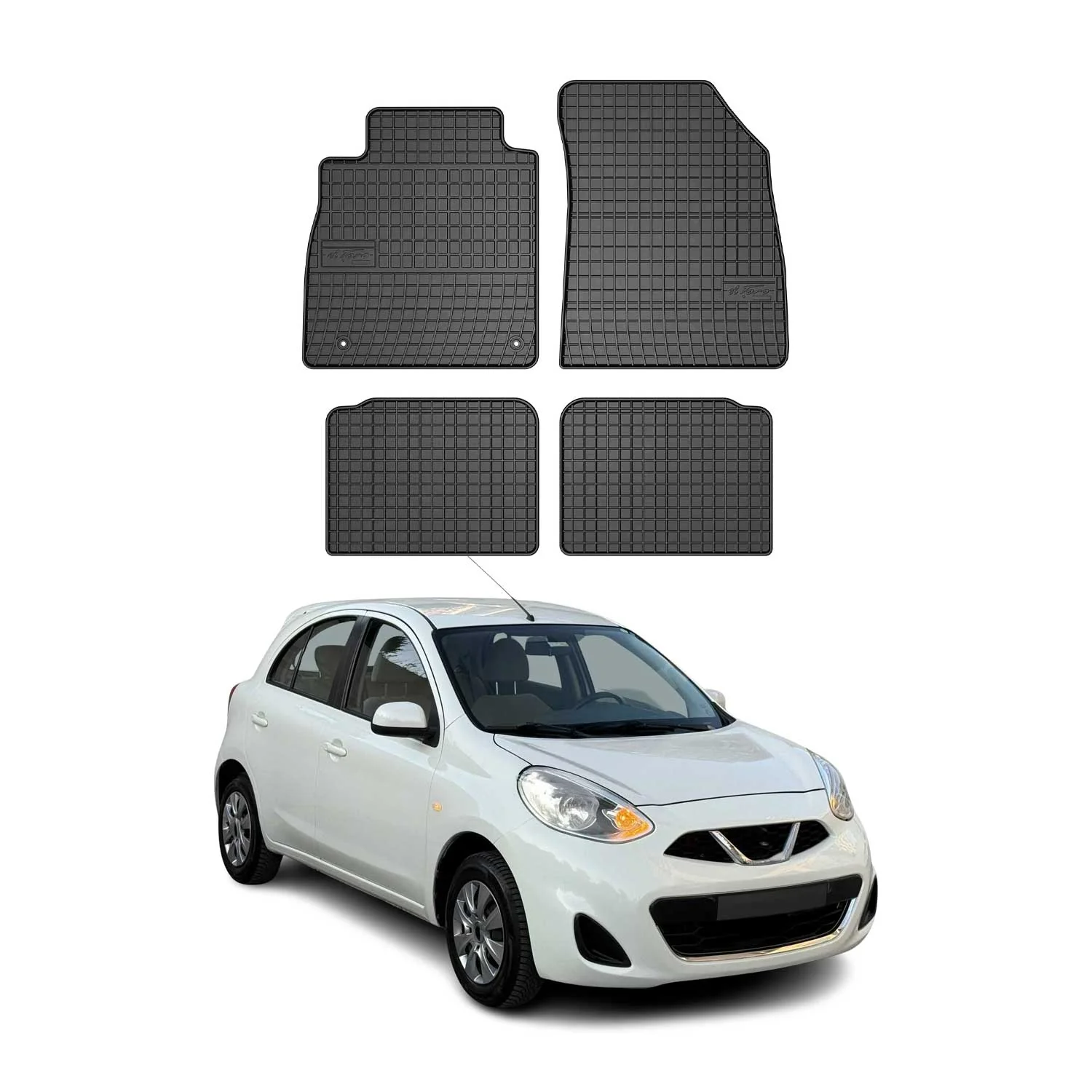 OMAC Gummi Fußmatten für Nissan Micra K14 2017-2023 Automatten Gummi Schwarz 4x