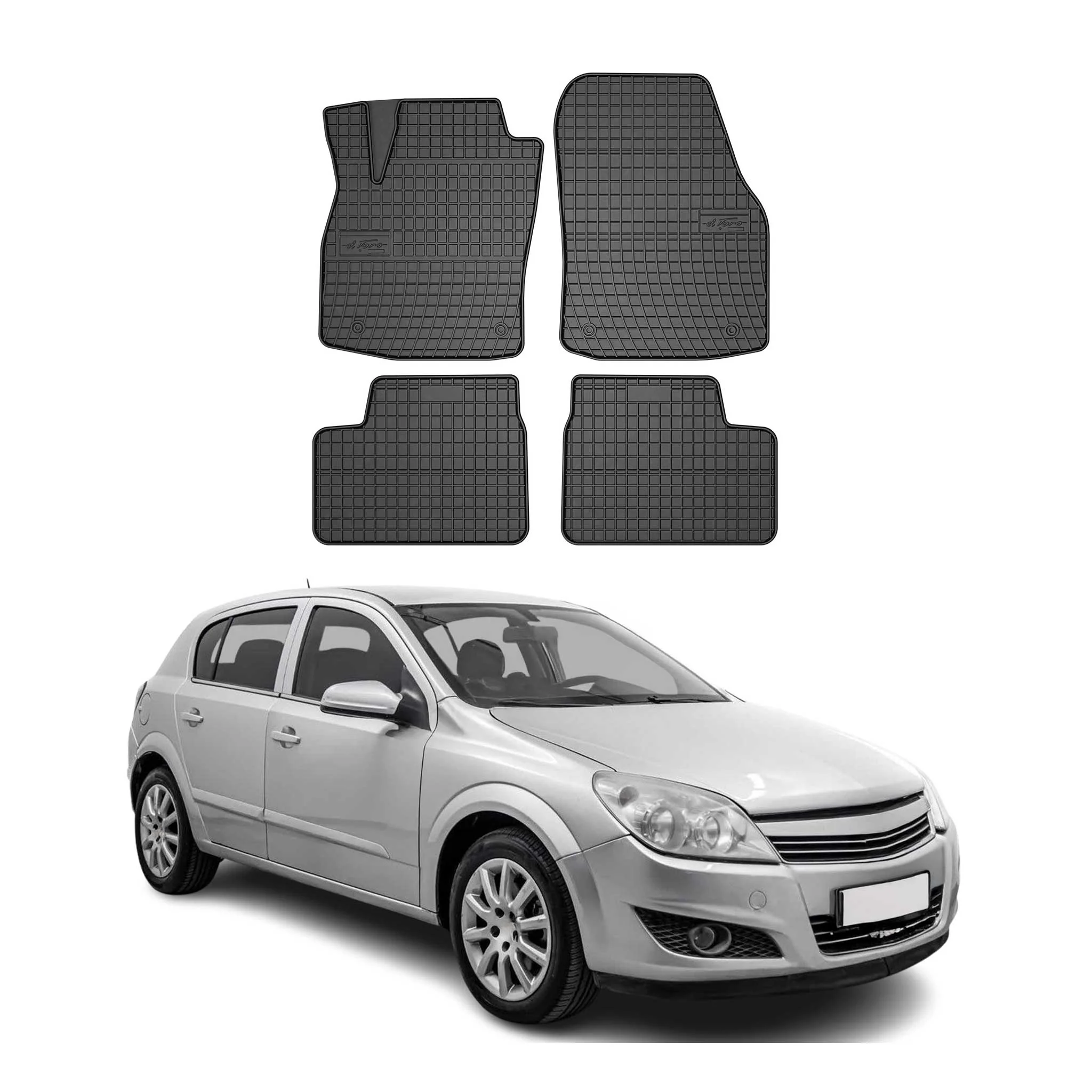 OMAC Gummi Fußmatten für Opel Astra H 2004-2014 Automatten Gummi Schwarz 4tlg