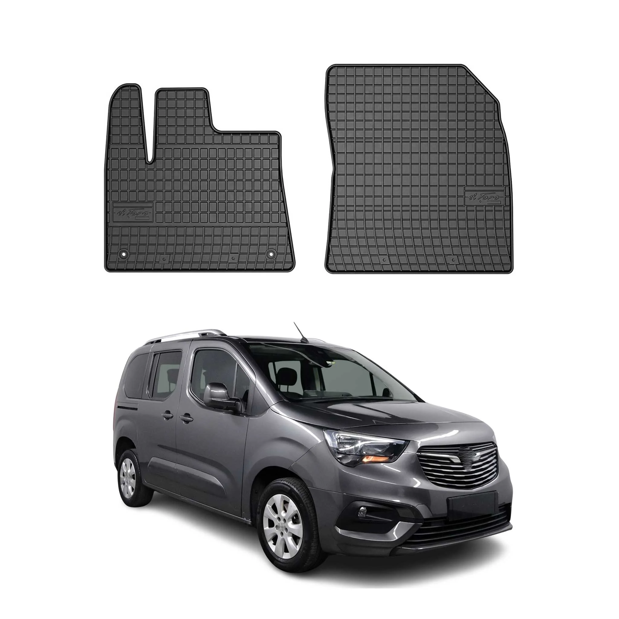 OMAC Gummi Fußmatten für Opel Combo 2 Persons 2019-2026 Automatten Schwarz 2x