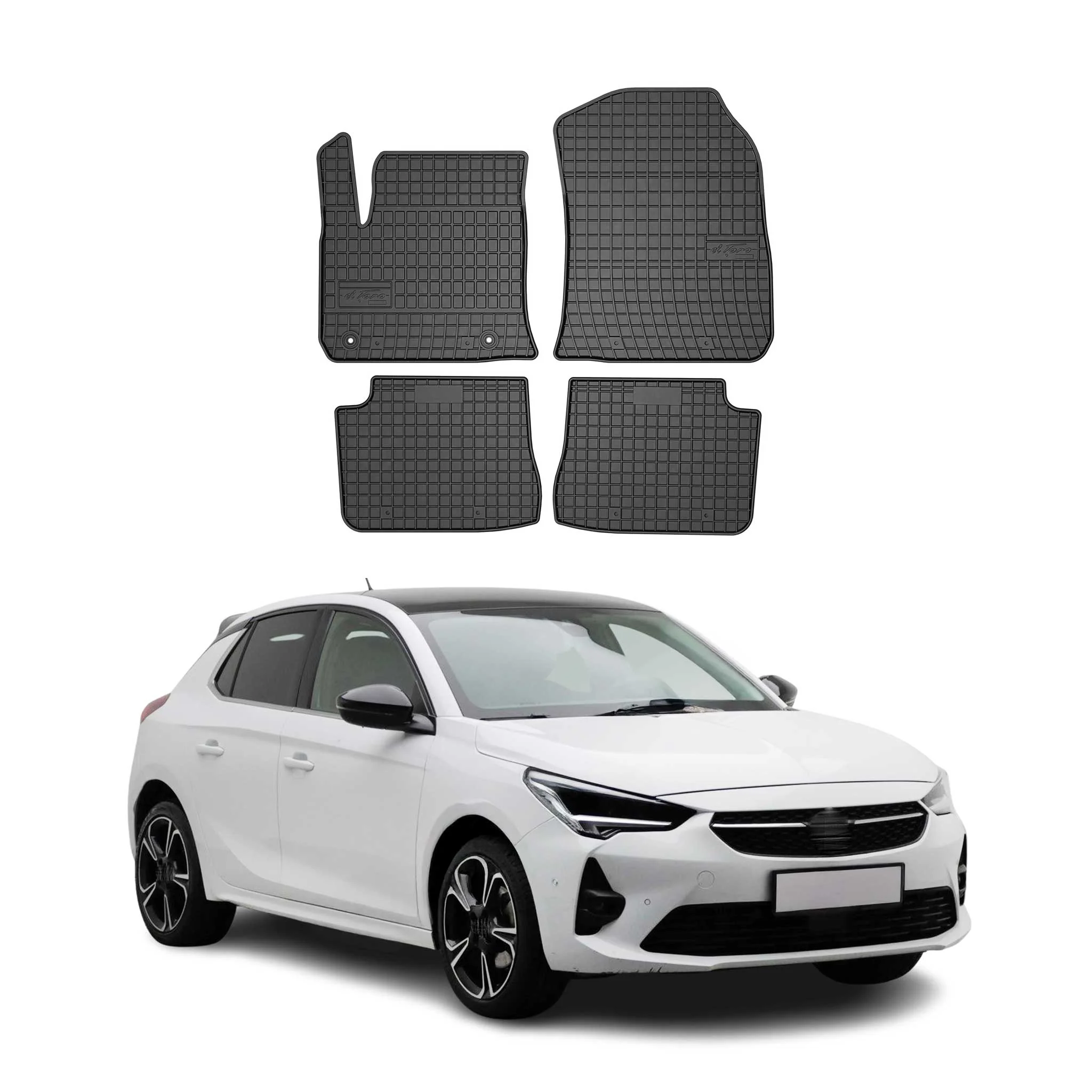 OMAC Gummi Fußmatten für Opel e-Corsa 2019-2026 Automatten Gummi Schwarz 4tlg