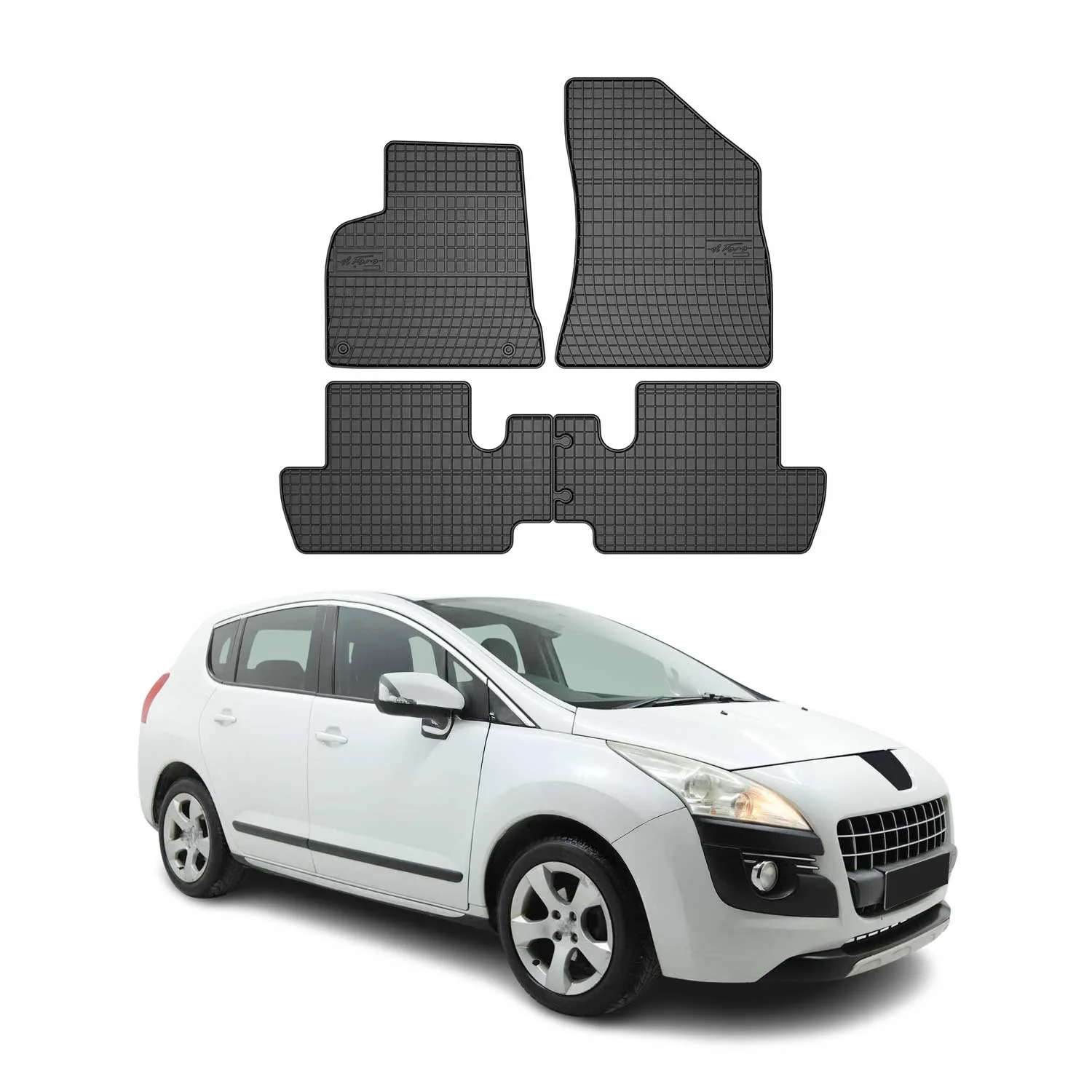 OMAC Gummi Fußmatten für Peugeot 3008 2009-2016 Automatten Gummi Schwarz 4tlg