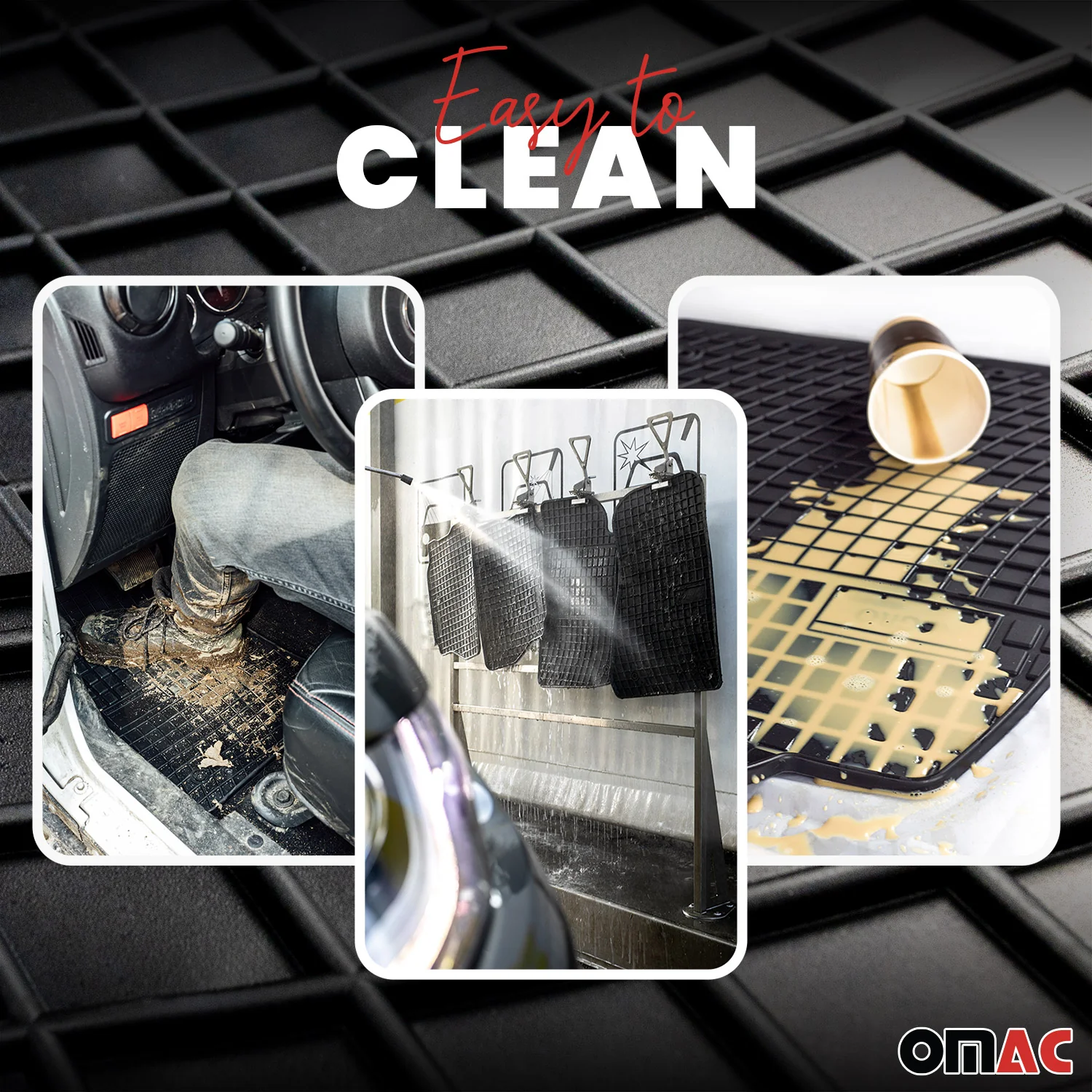 OMAC Gummi Fußmatten für Peugeot 5008 2009-2017 Automatten Gummi Schwarz 4tlg - Image 3