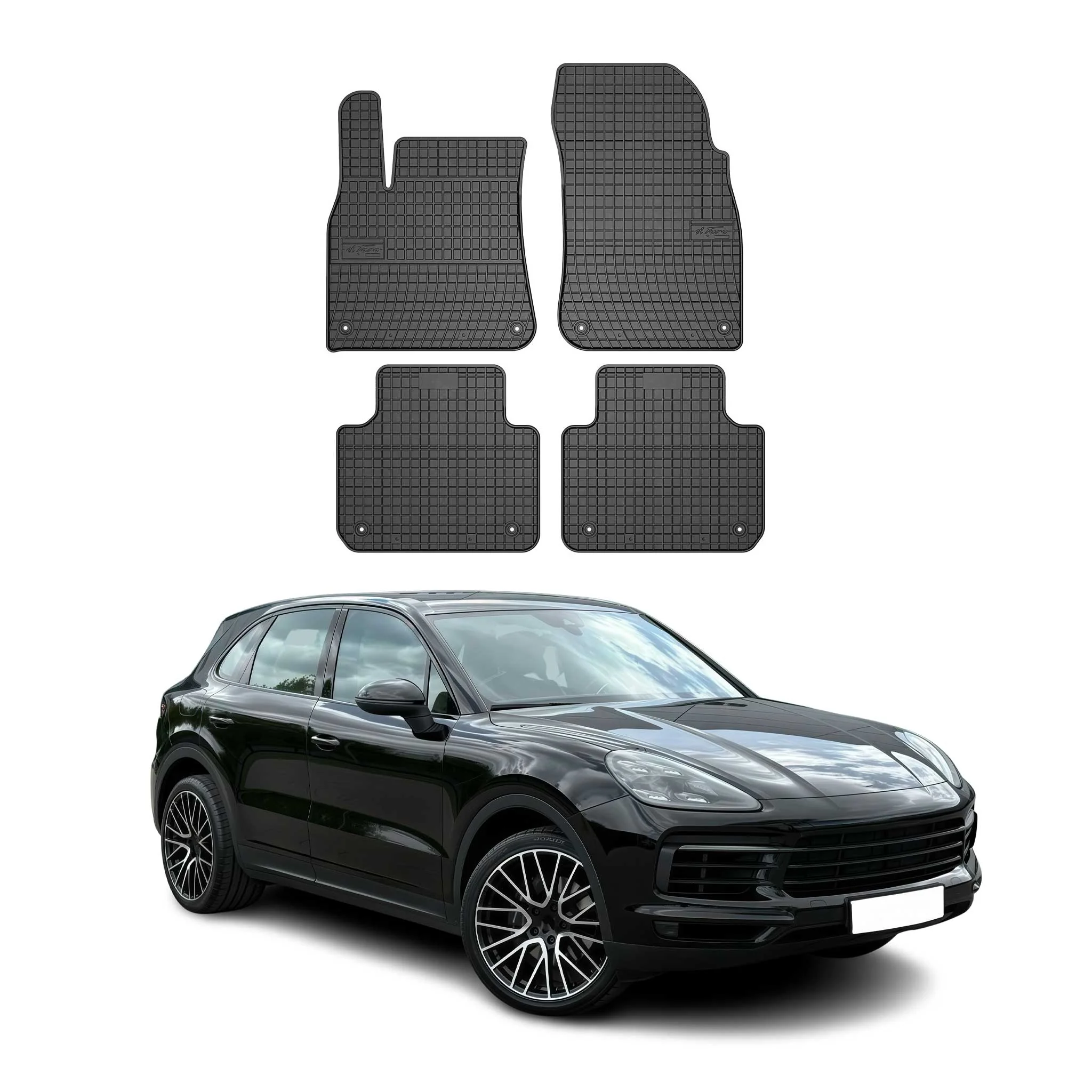 OMAC Gummi Fußmatten für Porsche Cayenne 2019-2026 Automatten Gummi Schwarz 4tlg