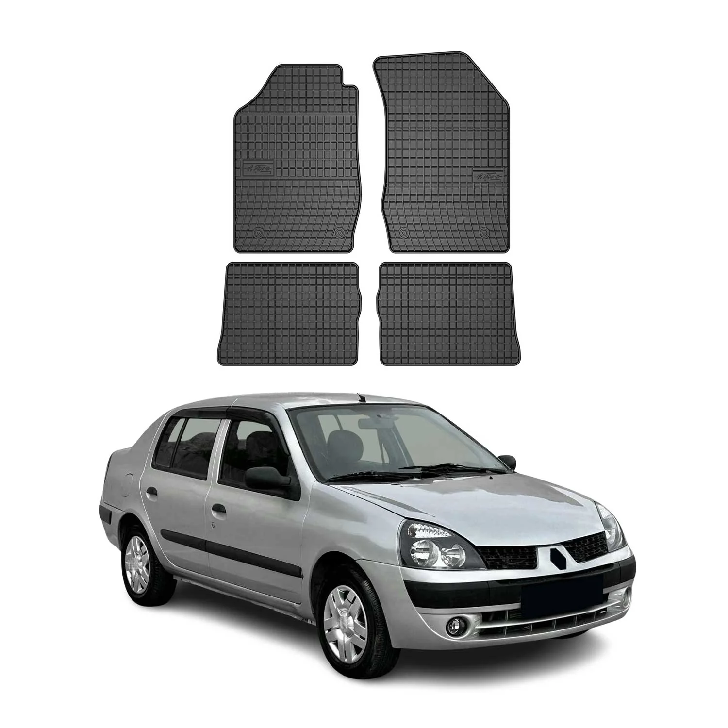 OMAC Gummi Fußmatten für Renault Clio 1998-2005 Automatten Gummi Schwarz 4tlg