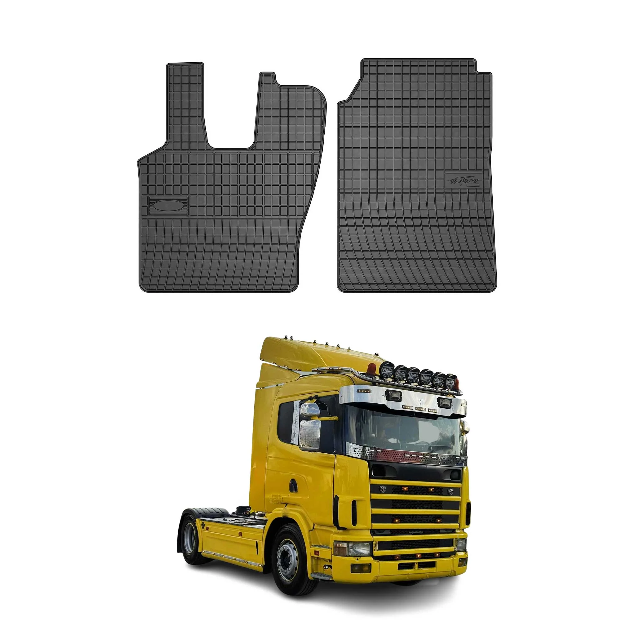 OMAC Gummi Fußmatten für Scania L 1995-2004 Automatten Gummi Schwarz 2tlg
