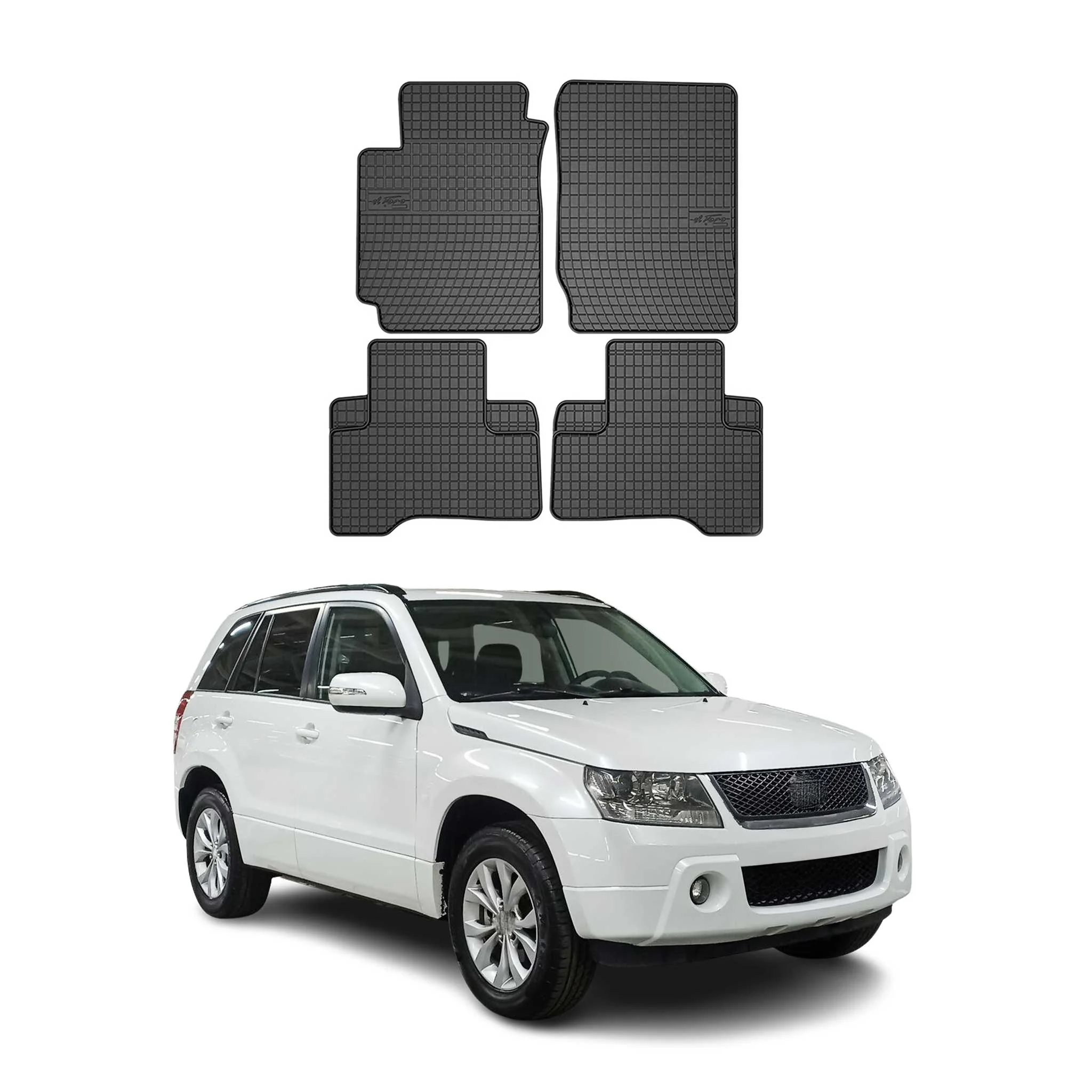 OMAC Gummi Fußmatten für Suzuki Grand Vitara 2005-2014 Automatten Schwarz 4x