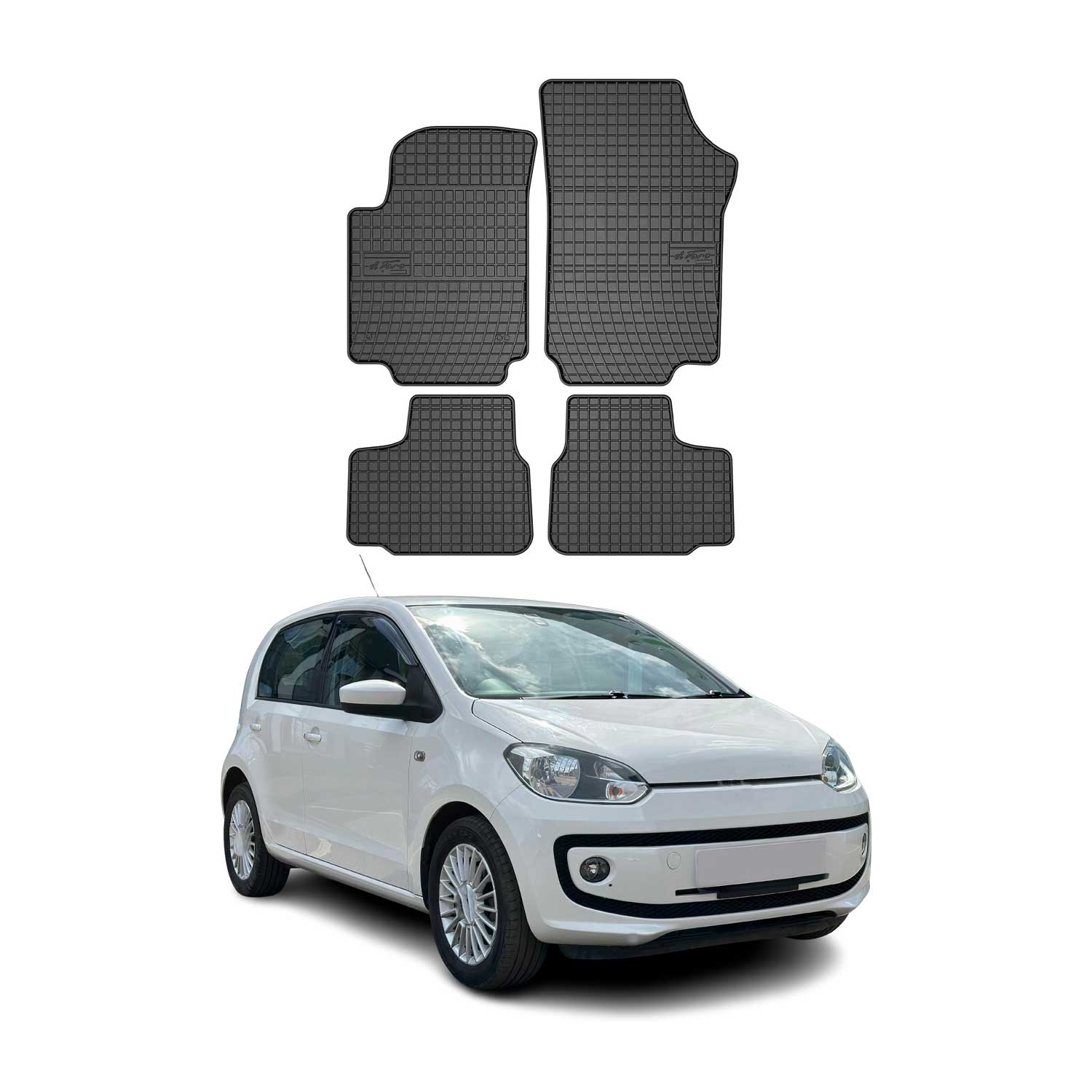 OMAC Gummi Fußmatten für VW Up 2011-2023 Automatten Gummi Schwarz 4tlg