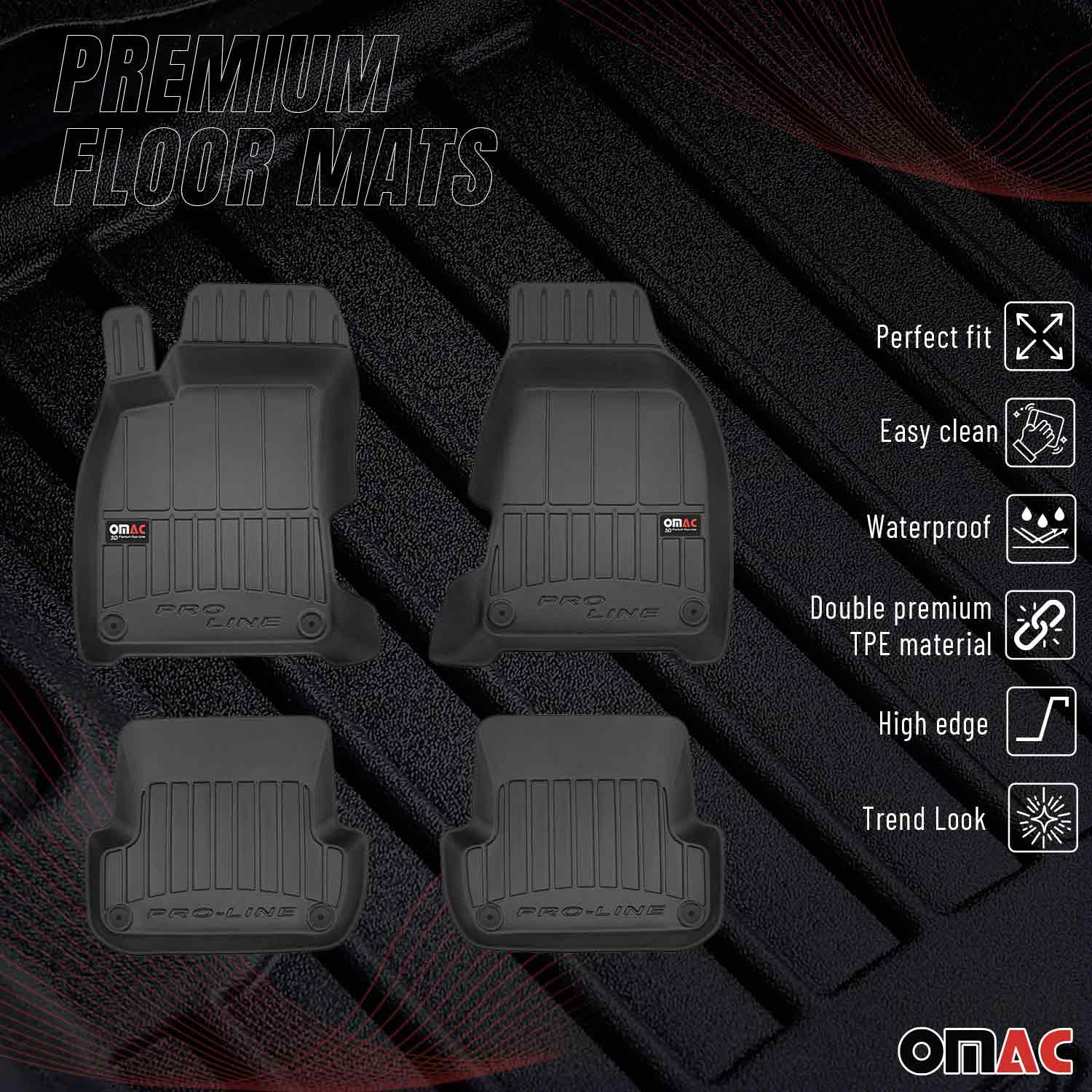 OMAC Premium Gummi Fußmatten für Audi A4 B7 Limo Avant 2004-2008 Schwarz 4x - Image 2