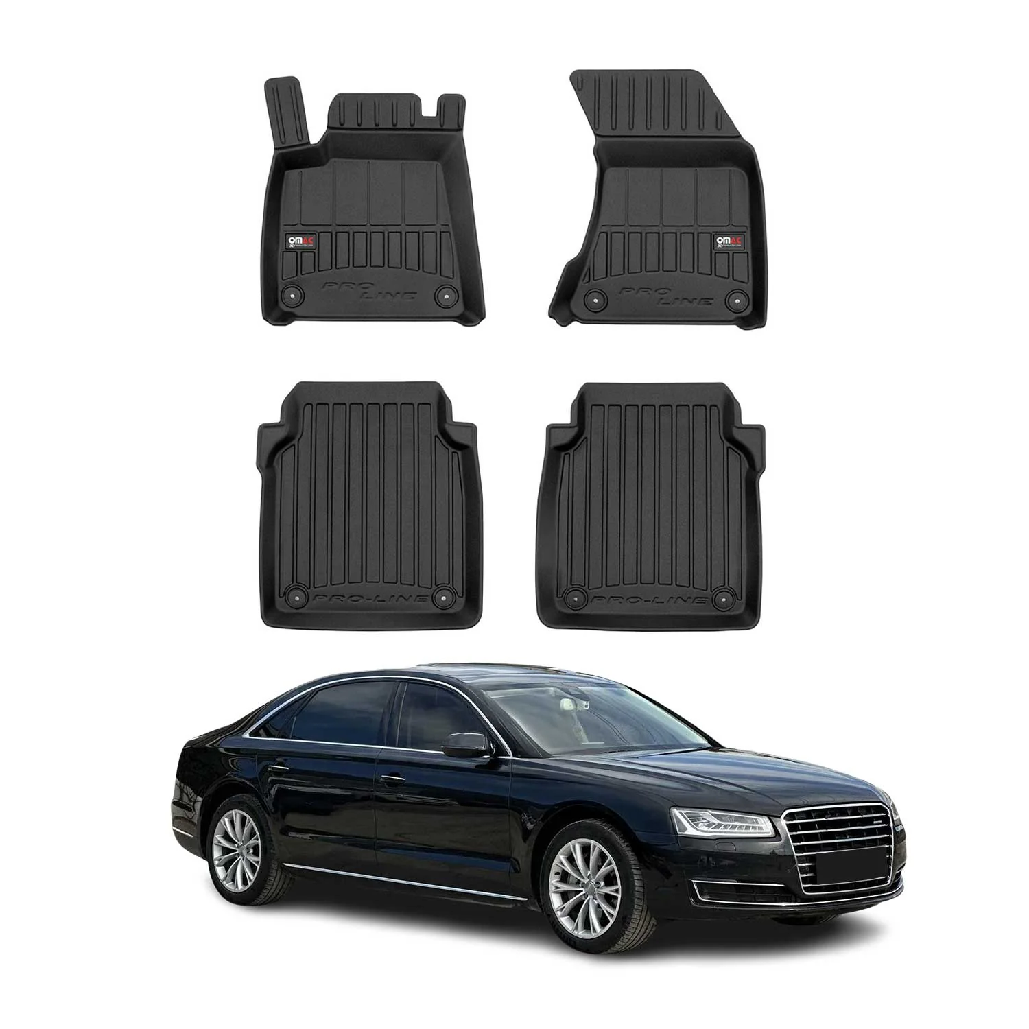OMAC Gummi Fußmatten für Audi A8 D4 Lang version 2009-2017 Premium Gummi 4x
