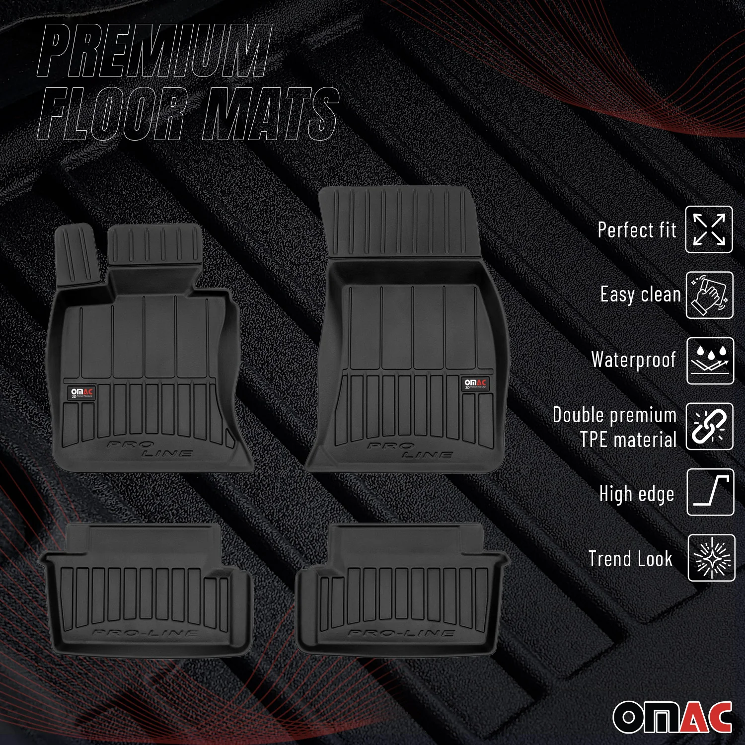 OMAC Gummi Fußmatten für BMW 4er F33 Cabrio 2013-2020 Premium TPE Automatten 4x - Image 2