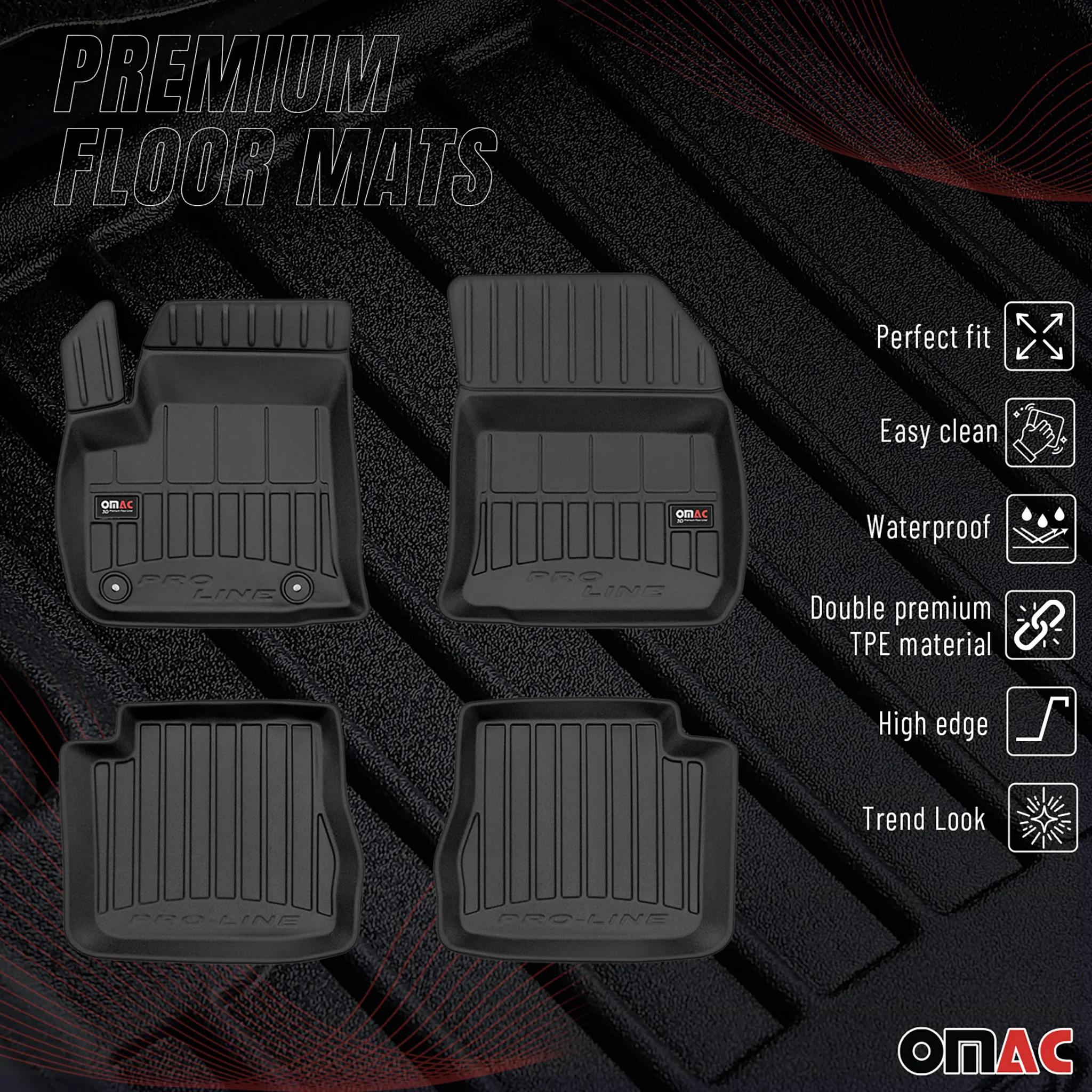 OMAC Gummi Fußmatten für Citroen C4 EV 2021-2026 Premium TPE Automatten 4tlg - Image 2