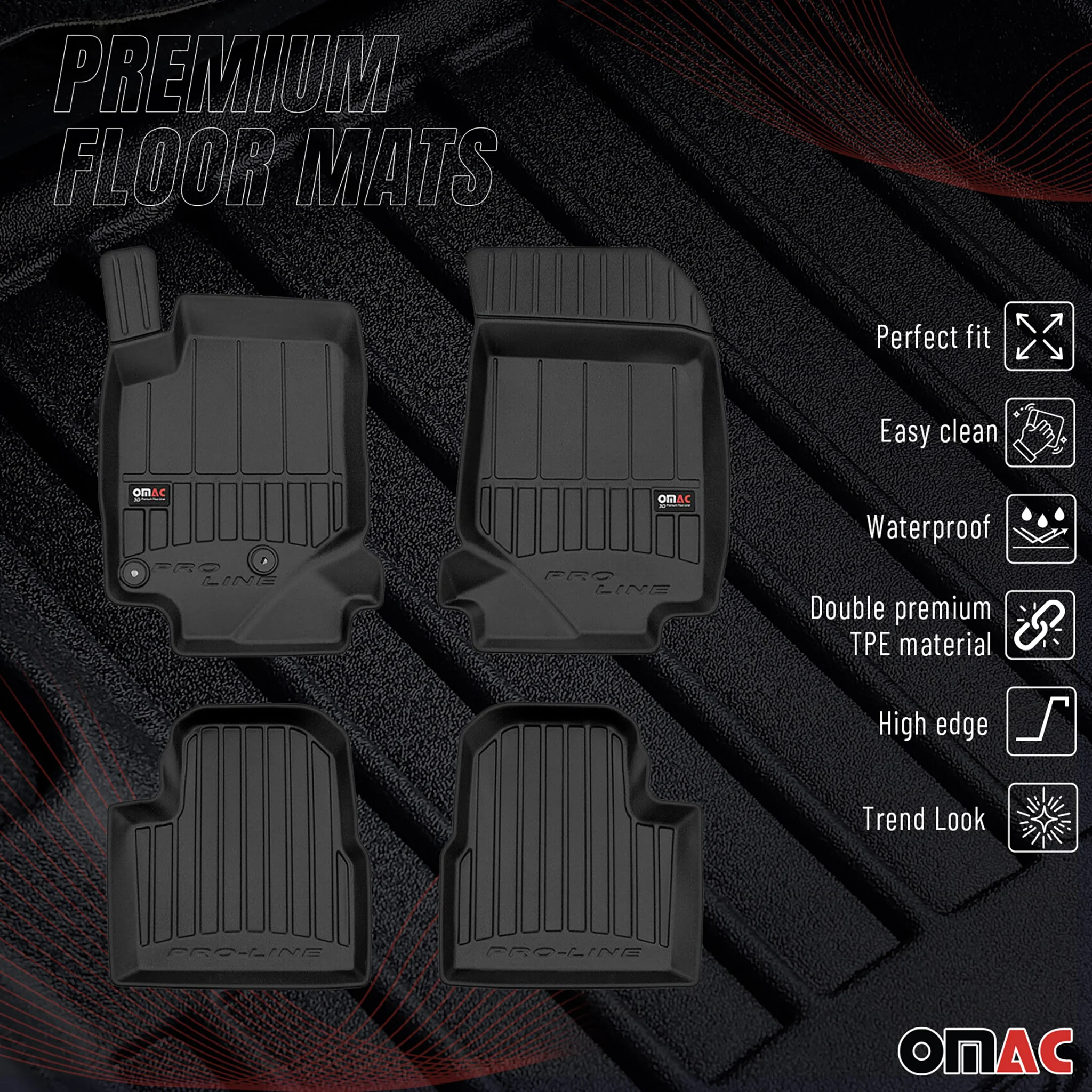 OMAC Gummi Fußmatten für Citroen C4 2021-2026 Premium TPE Automatten Schwarz 4x - Image 2
