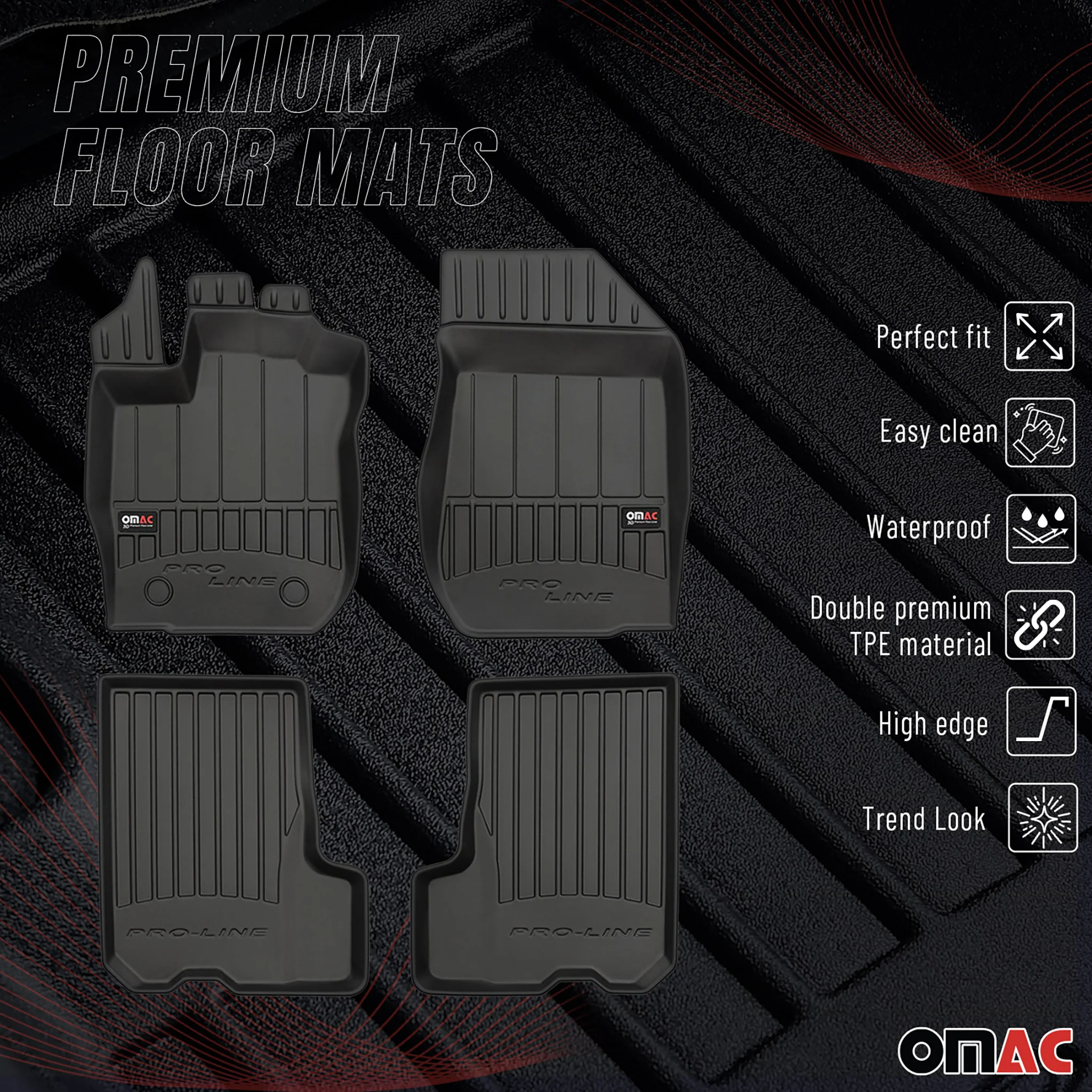 OMAC Gummi Fußmatten für Dacia Sandero 2012-2020 Premium TPE Automatten 4tlg - Image 2