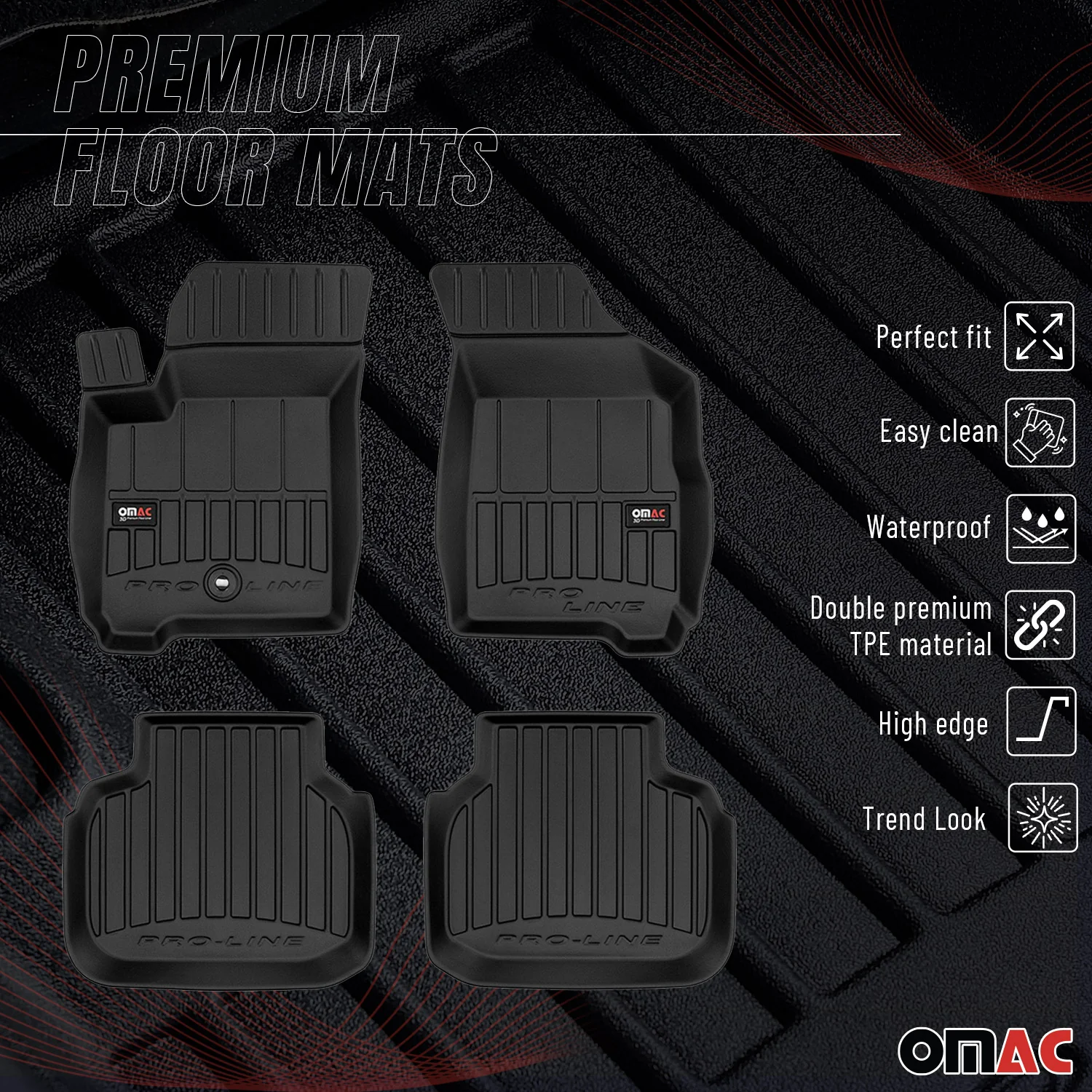 OMAC Gummi Fußmatten für Fiat Freemont 2011-2015 Premium TPE Automatten 4tlg - Image 2