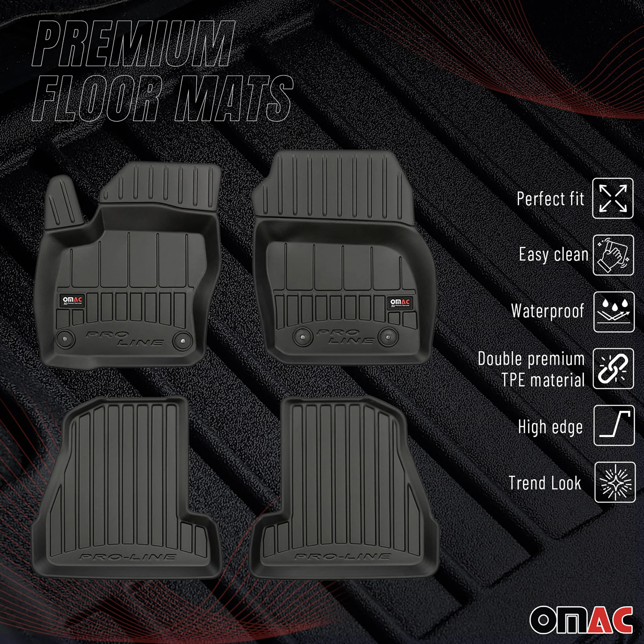 OMAC Gummi Fußmatten für Ford Focus mk3 2011-2018 alle Premium TPE 4x - Image 2