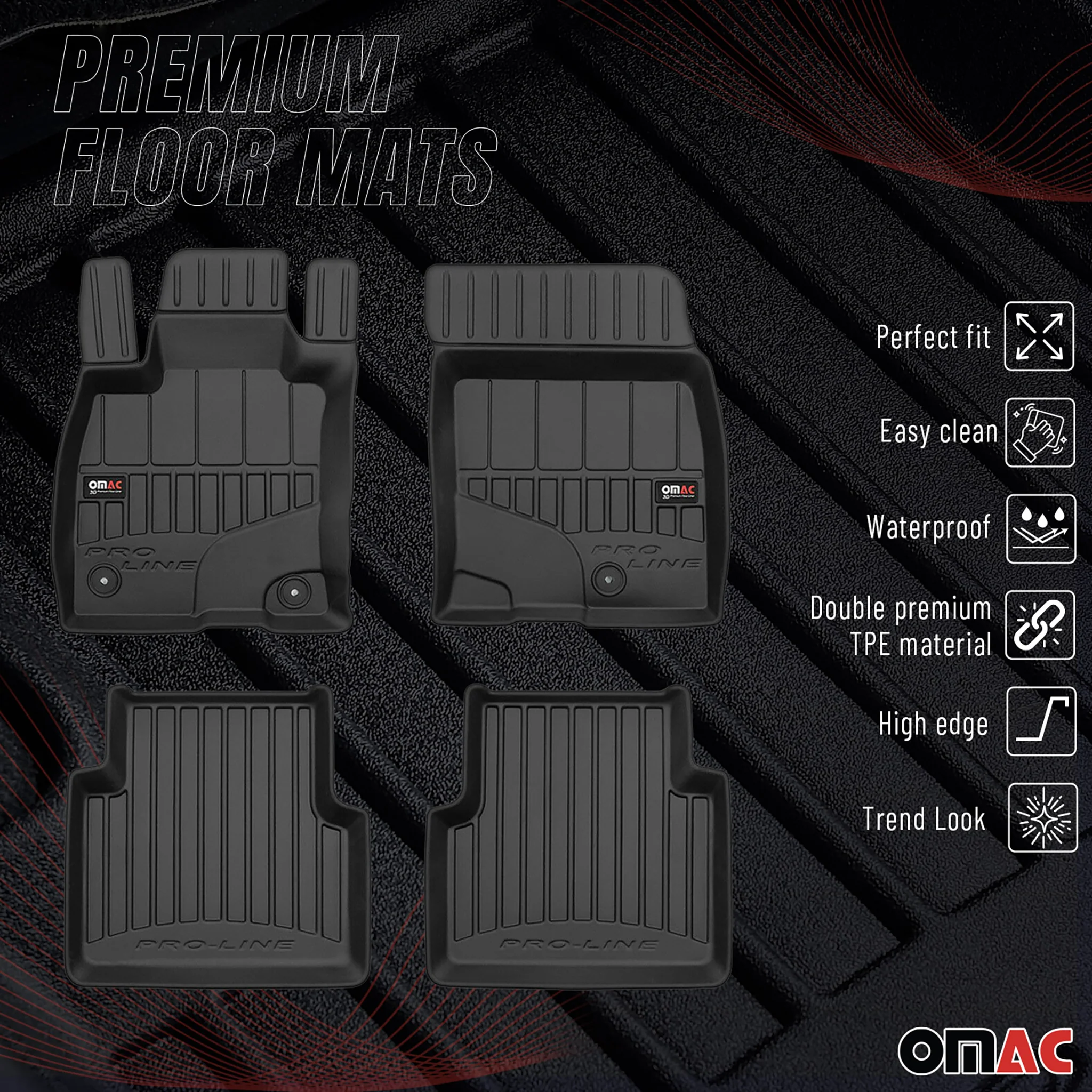 OMAC Gummi Fußmatten für Ford Kuga III 2019-2026 Premium TPE Automatten 4tlg - Image 2