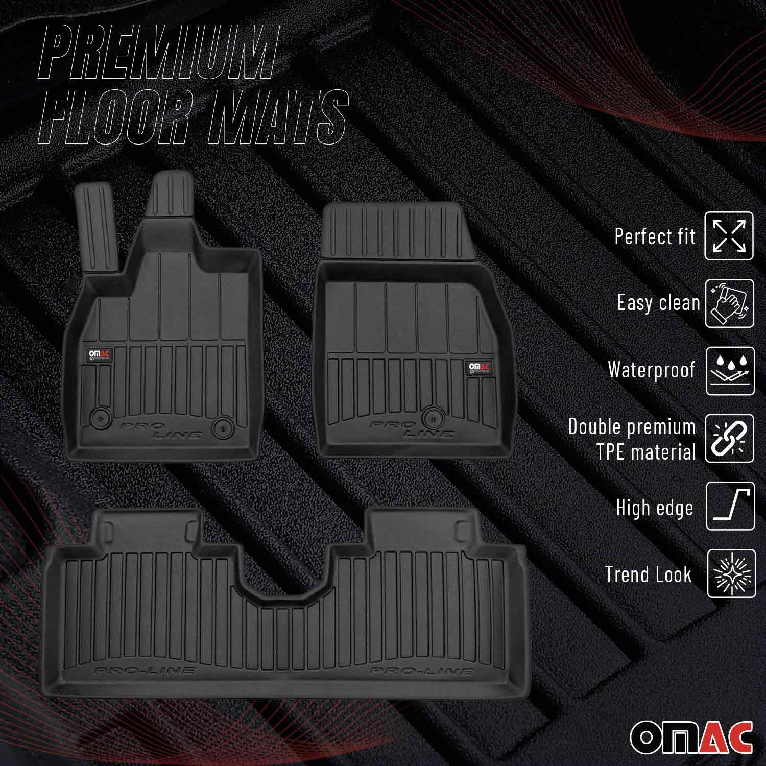 OMAC Gummi Fußmatten für Ford Mustang Mach-E 2020-2026 Premium Gummi Schwarz 3x - Image 2