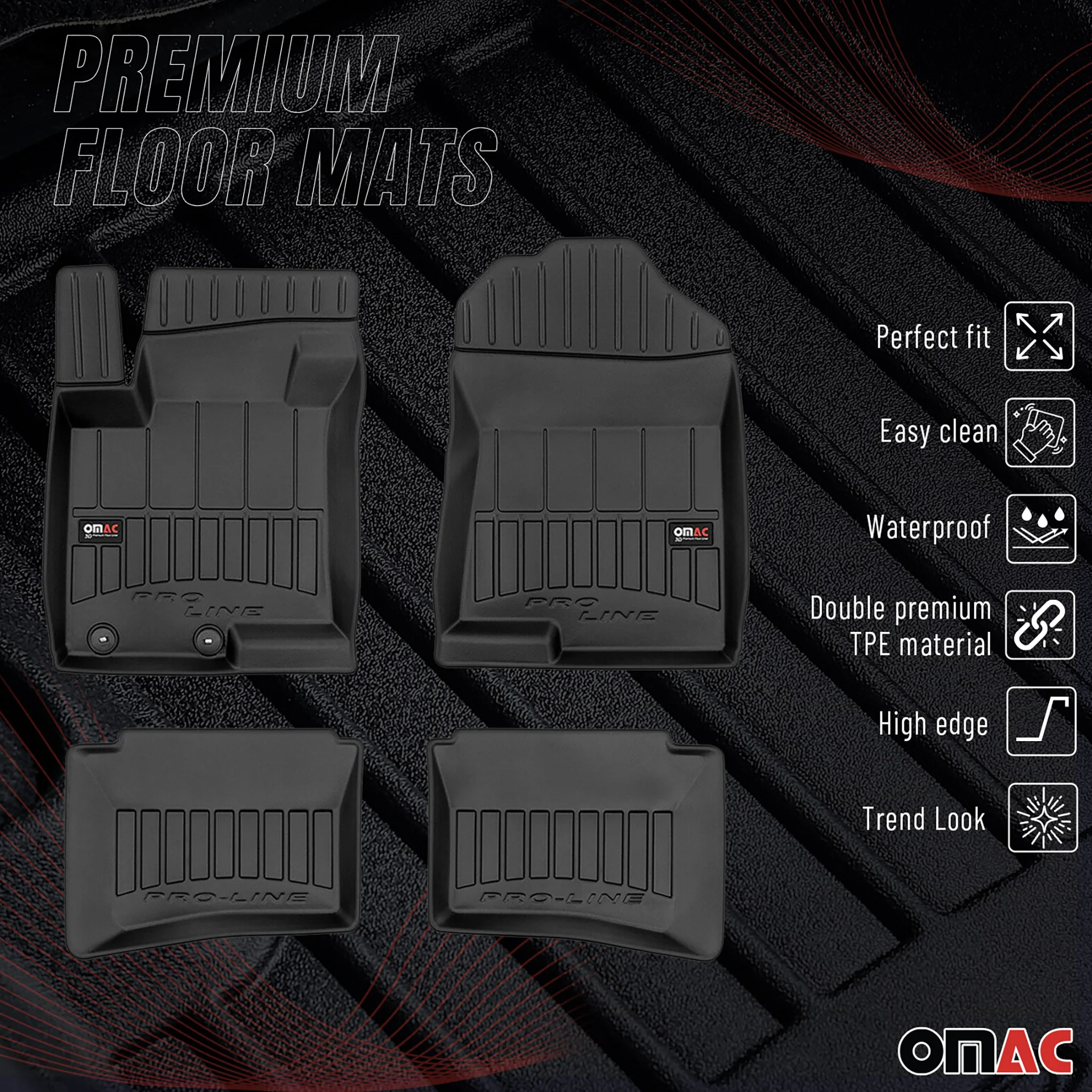 OMAC Gummi Fußmatten für Hyundai Bayon 2021-2026 Premium TPE Automatten 4tlg - Image 2