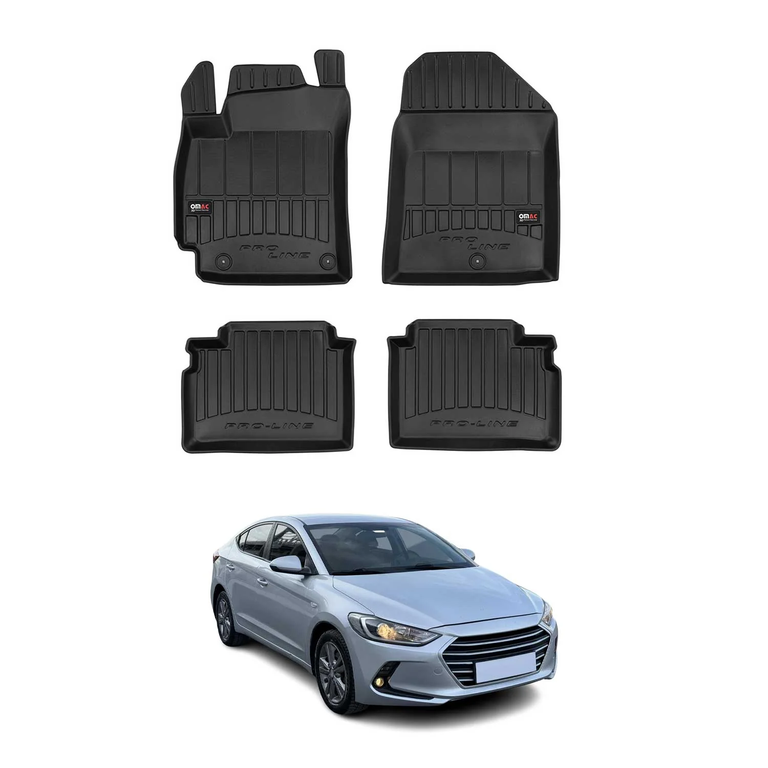 OMAC Gummi Fußmatten für Hyundai Elantra Stufenheck 2016-2020 Premium TPE 4x