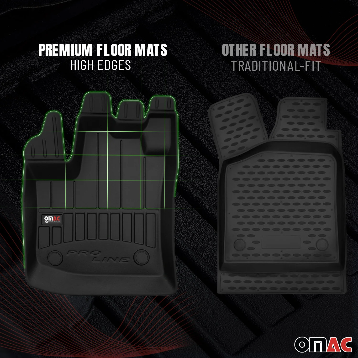 OMAC Gummi Fußmatten für Isuzu D-Max 2011-2019 Premium TPE Automatten Schwarz 4x - Image 3