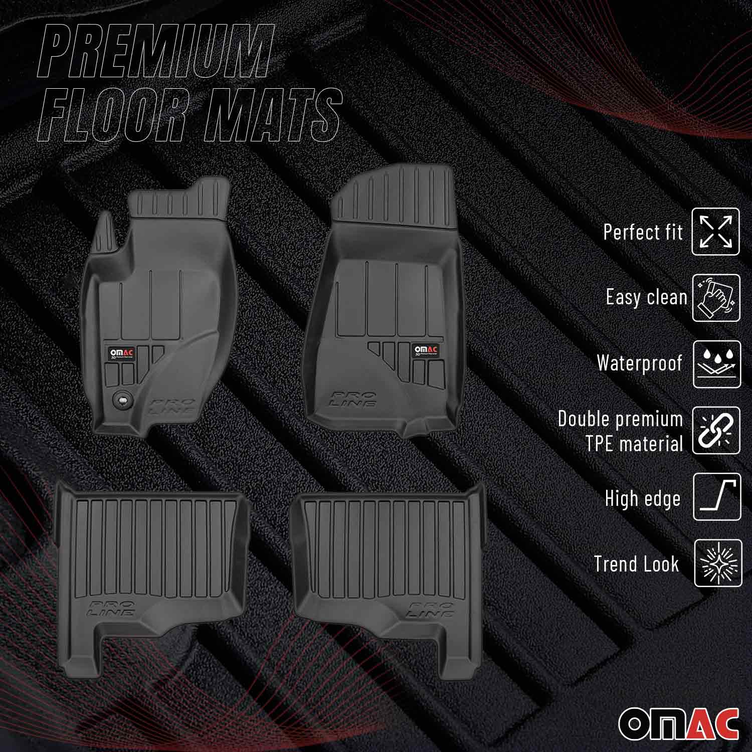OMAC Gummi Fußmatten für Jeep Grand Cherokee 2005-2010 Premium Gummi Schwarz 4x - Image 2
