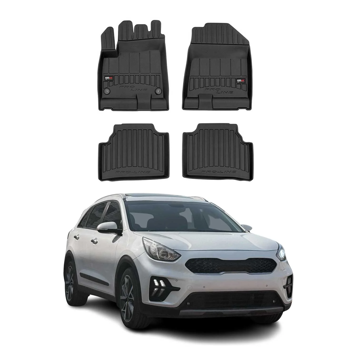 OMAC Gummi Fußmatten für Kia e-Niro mk1 2018-2022 Premium TPE Automatten Schwarz
