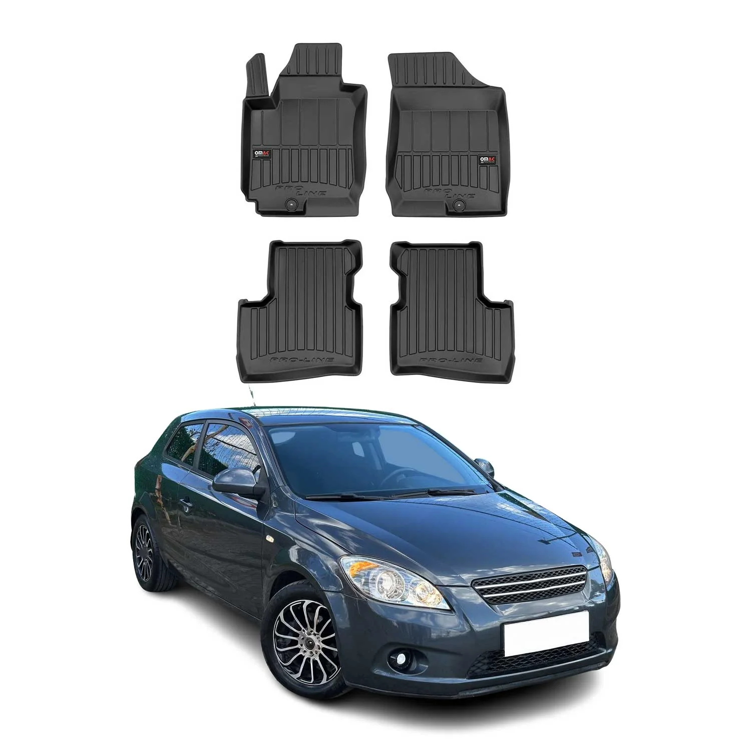 OMAC Gummi Fußmatten für Kia Pro Ceed 2007-2013 Premium TPE Automatten 4tlg