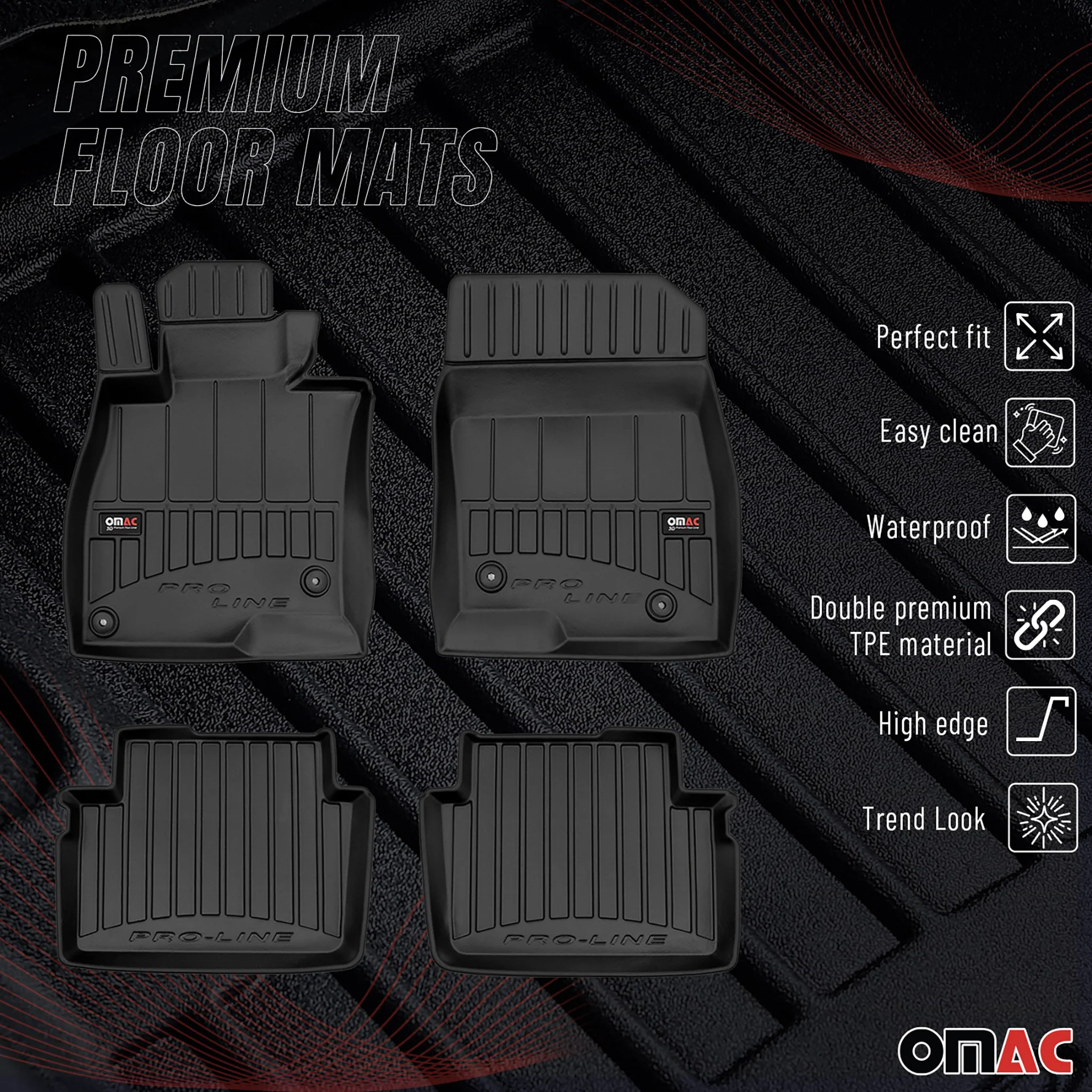 OMAC Gummi Fußmatten für Mazda 6 2012-2025 Premium TPE 3D Automatten Schwarz 4x - Image 2
