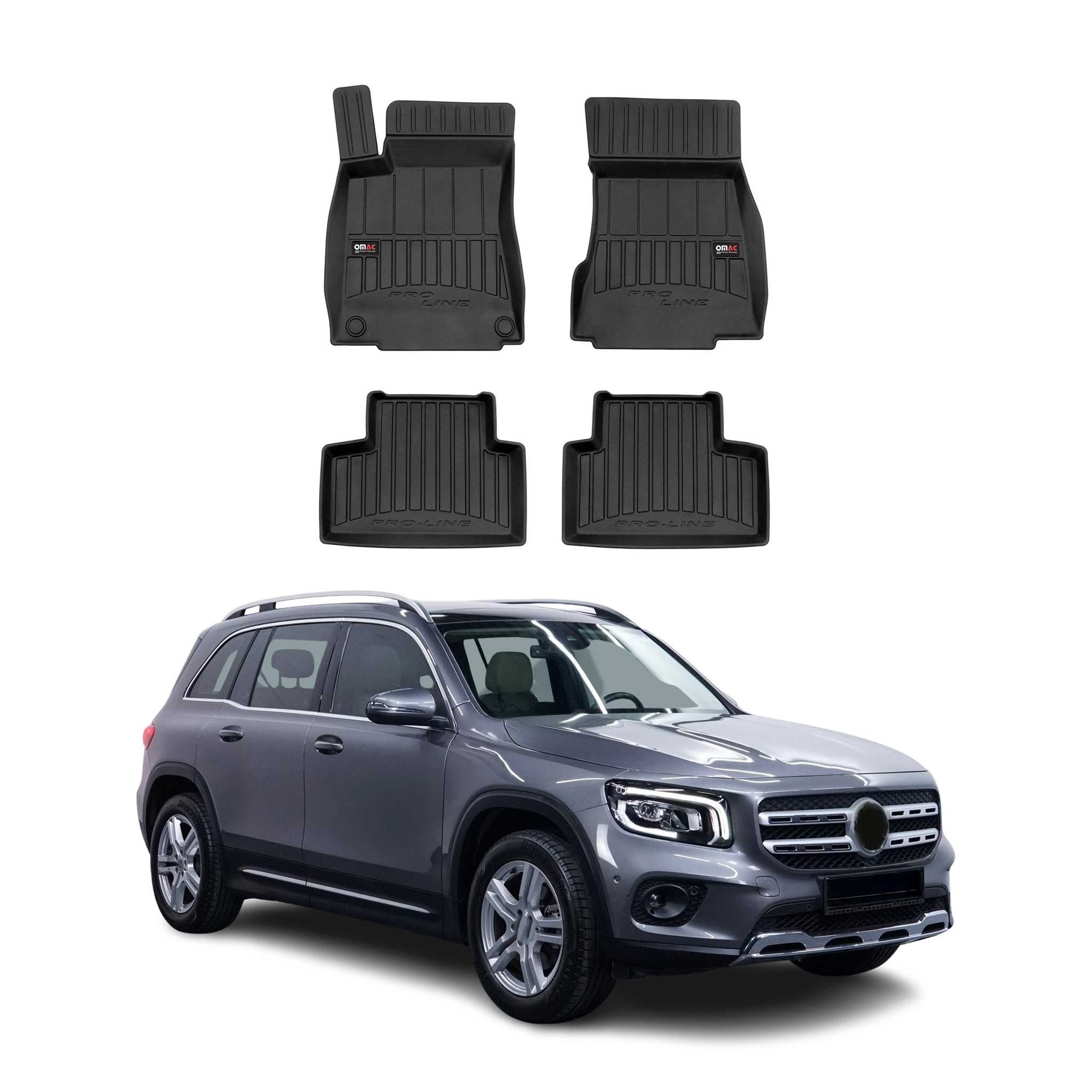 OMAC Gummi Fußmatten für Mercedes GLB X247 2019-2026 Premium Gummi Schwarz 4tlg